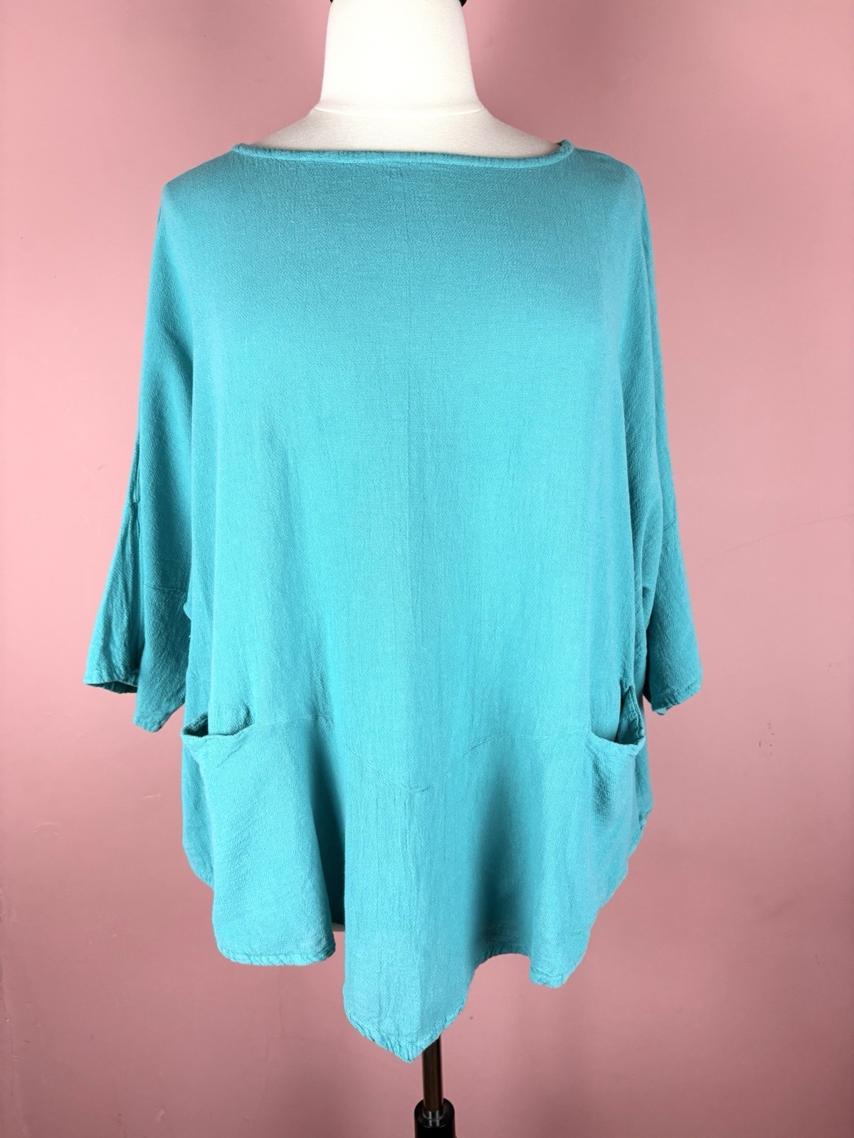 Oh My Gauze Tunic Top Boho Beach Lagenlook Travel Turquoise OS Fits 1X 2X 3X