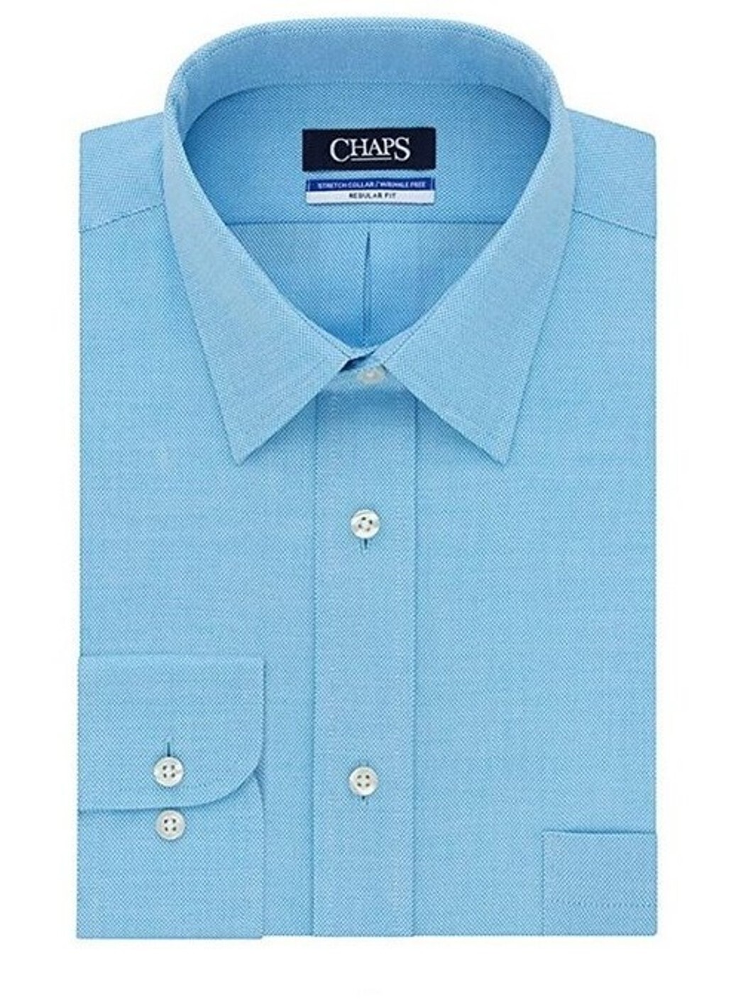 New Chaps Mens Classic-Fit Dress Shirt Stretch Collar Long Sleeves Blue NWT