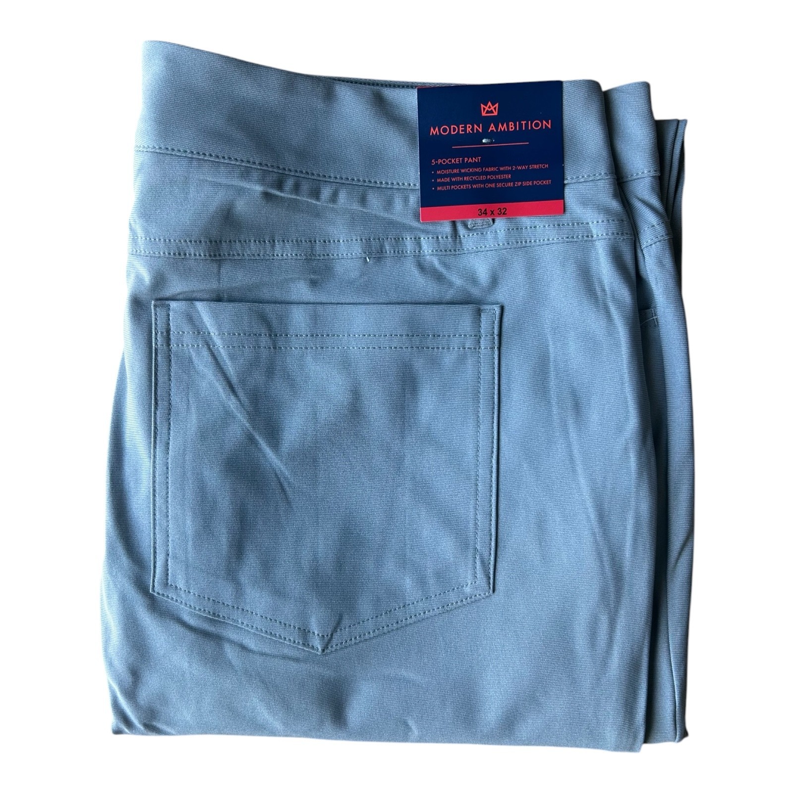 Modern Ambition Men’s 5-Pocket Pant Moisture Wicking Fabric Gray Size 34×32