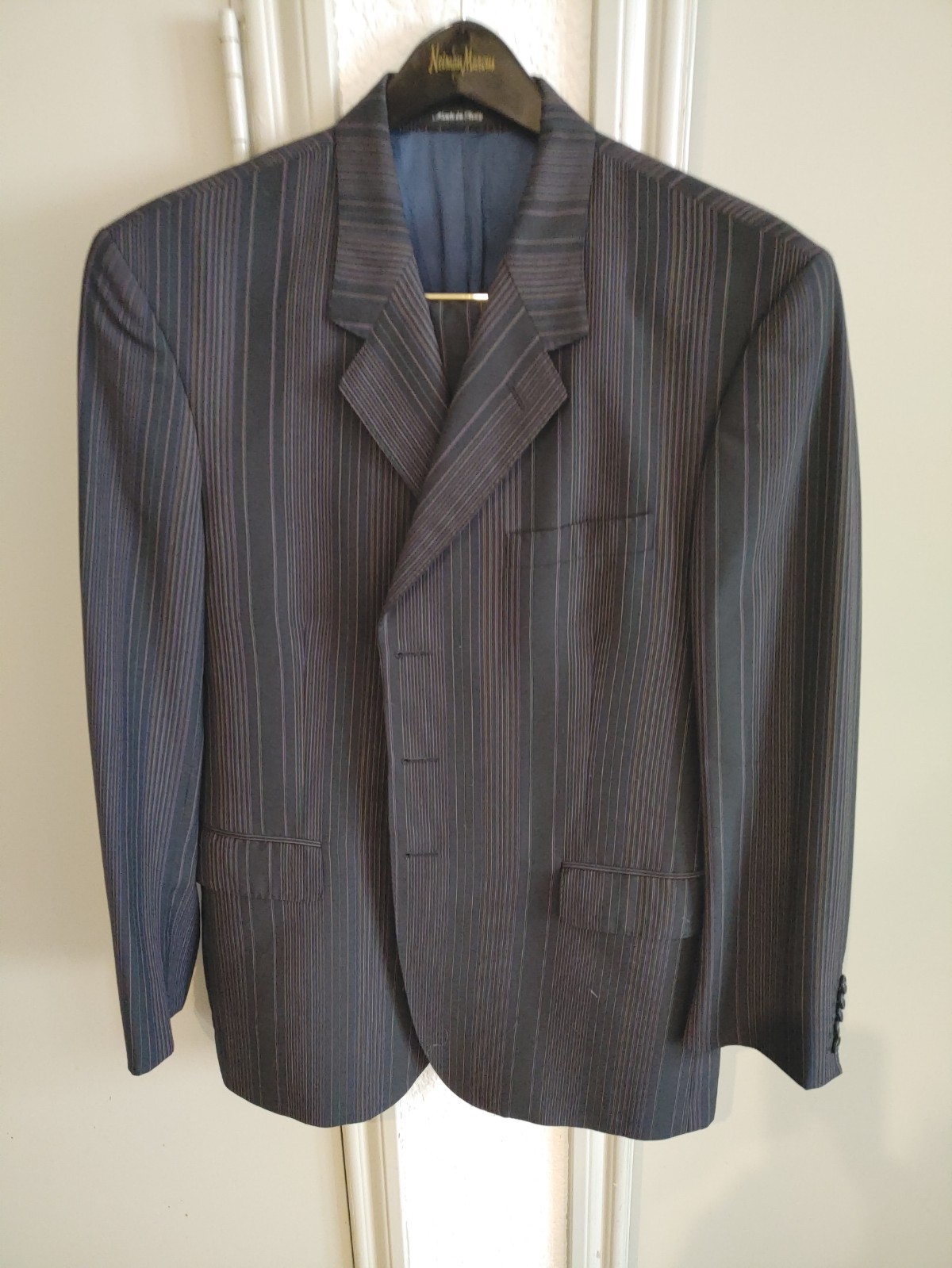 Paul Smith Mens Suit 42R Multi Stripe on Navy 3-Button Jacket