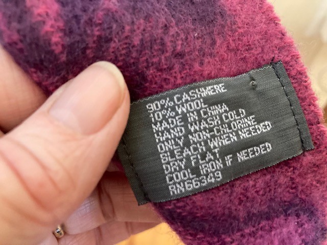 Cashmere 90%/Wool 10% Blend Scarf, 66 in x 12 in, by FRASS