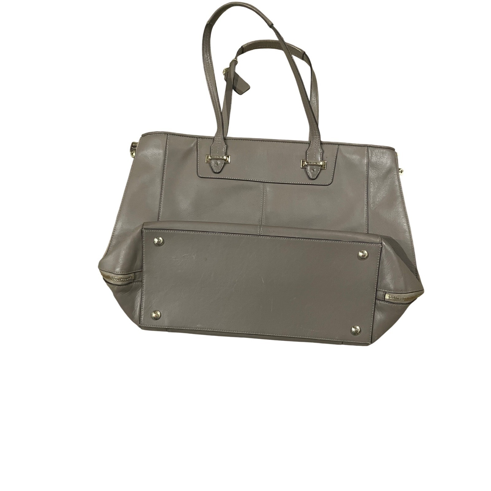 Coach Gallery Tote Taupe Leather Shoulder Bag Gold Hardware F79608ll large tote