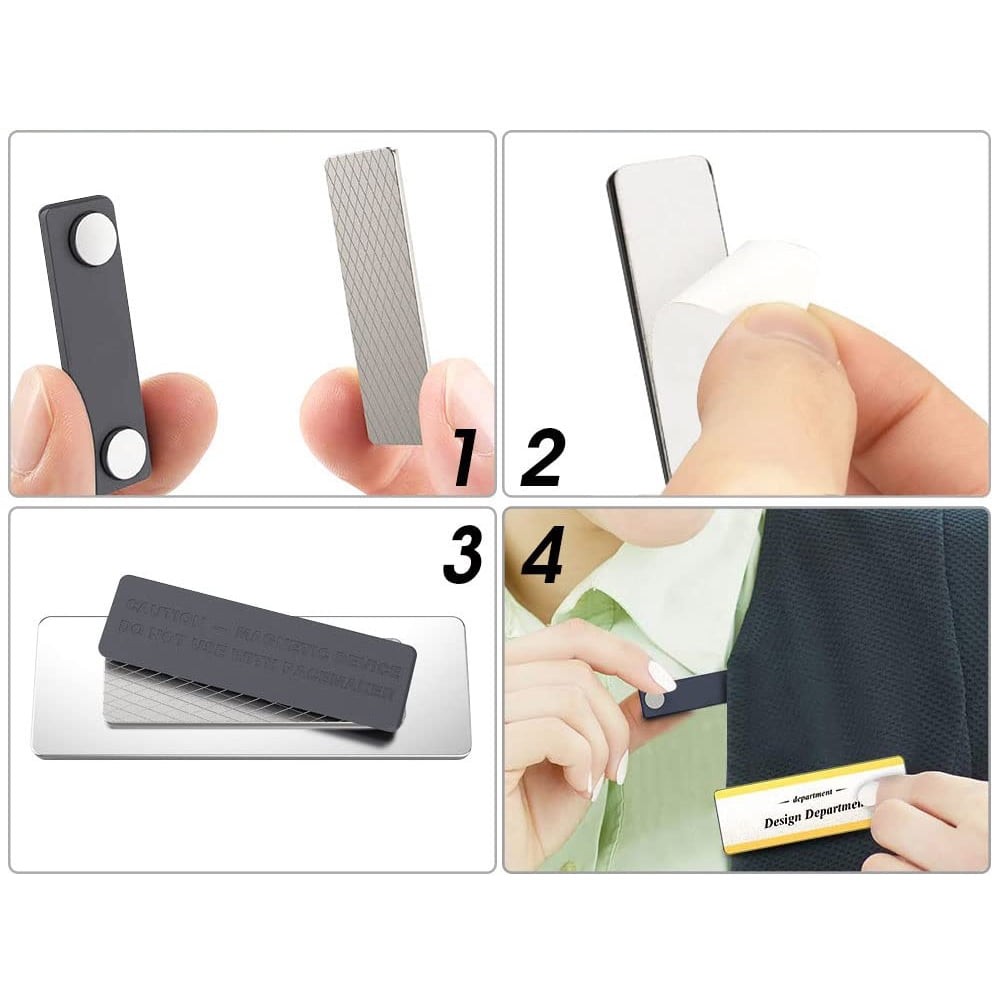 12-Pack Magnetic Name Badges, Self-Adhesive Metal Tags for Clothing, ID Cards