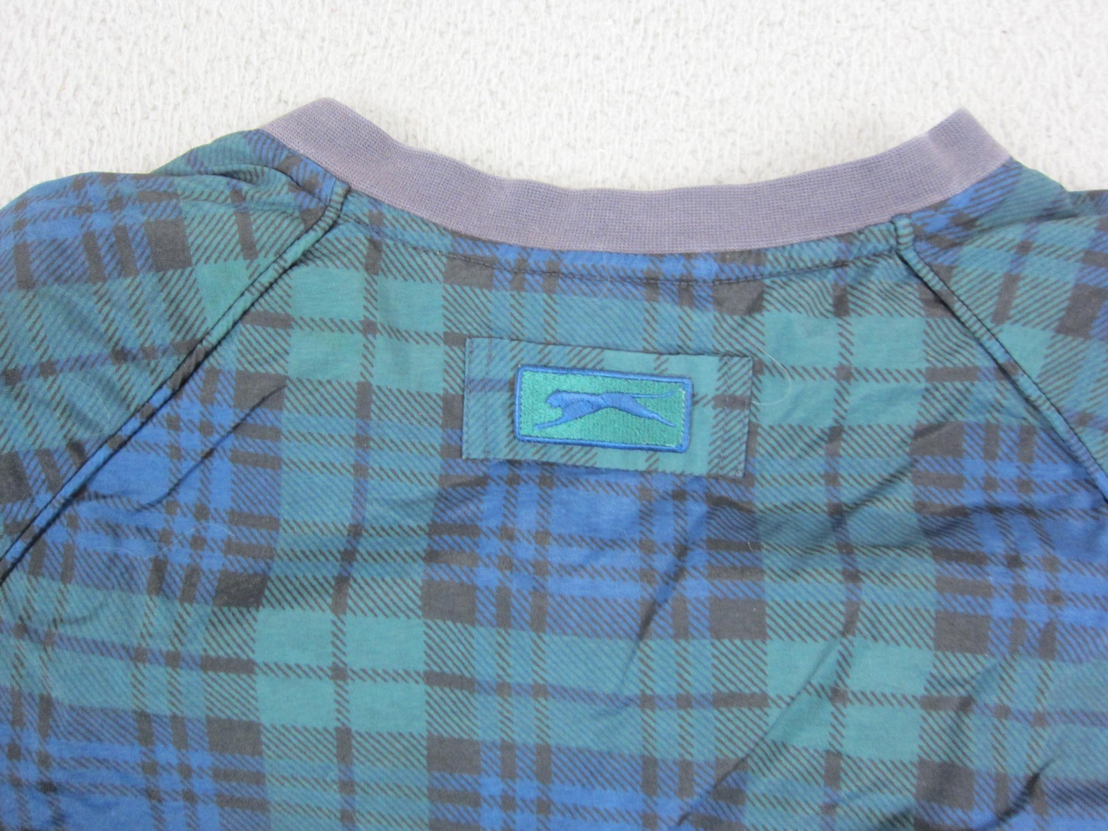 Vintage Slazenger Sweatshirt Mens Extra Large XL Blue Green Plaid Golfing Golf