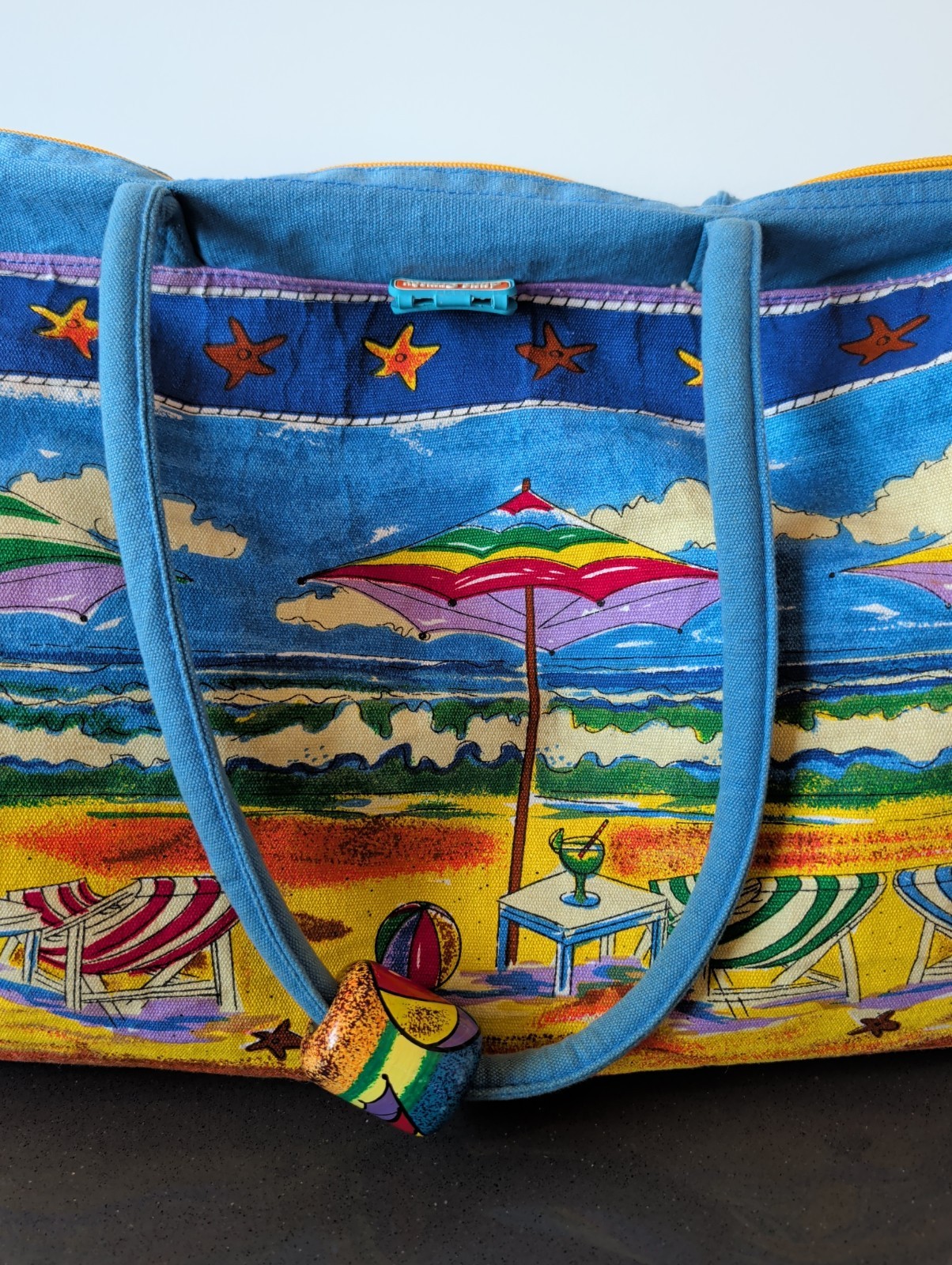 Anne Ormsby Sun n Sand LG 20″x13″ Double Zip Beach Bag Tote Beach Umbrellas