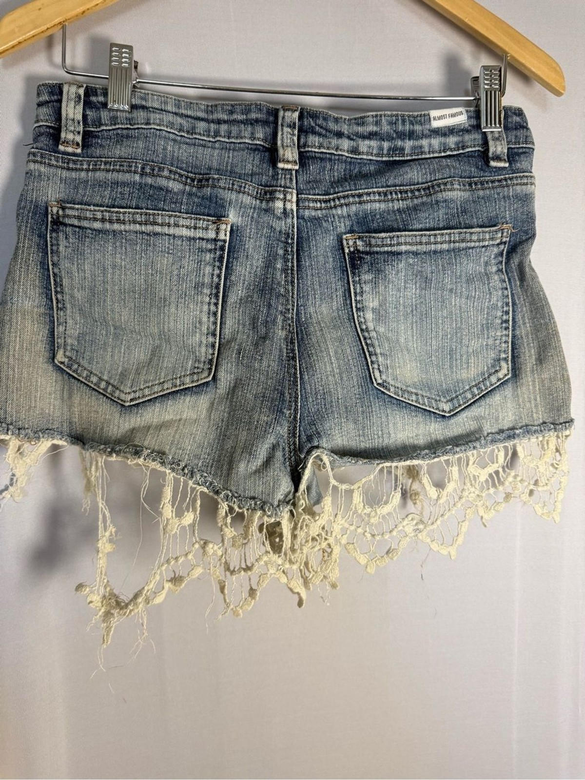 Almost Famous Blue Denim Shorts with Cream Label