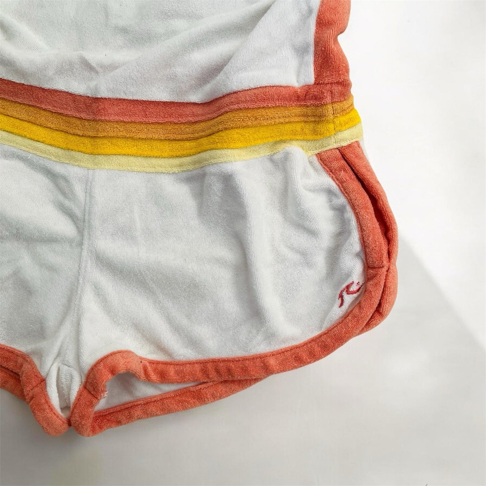 Vintage Rusty Terry Cloth Romper Cabana Tube Top Size Medium White Orange Yellow