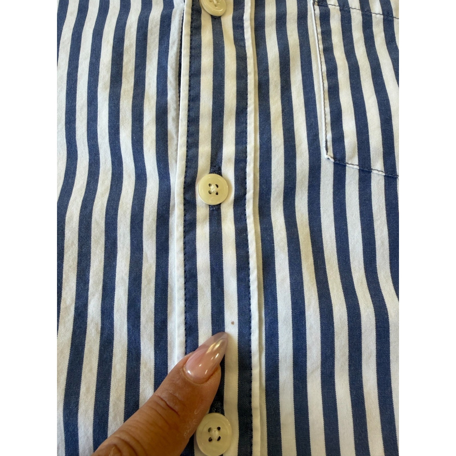 Todd Snyder Mens Blue Striped Button Down Shirt Large Tailored Crisp Poplin