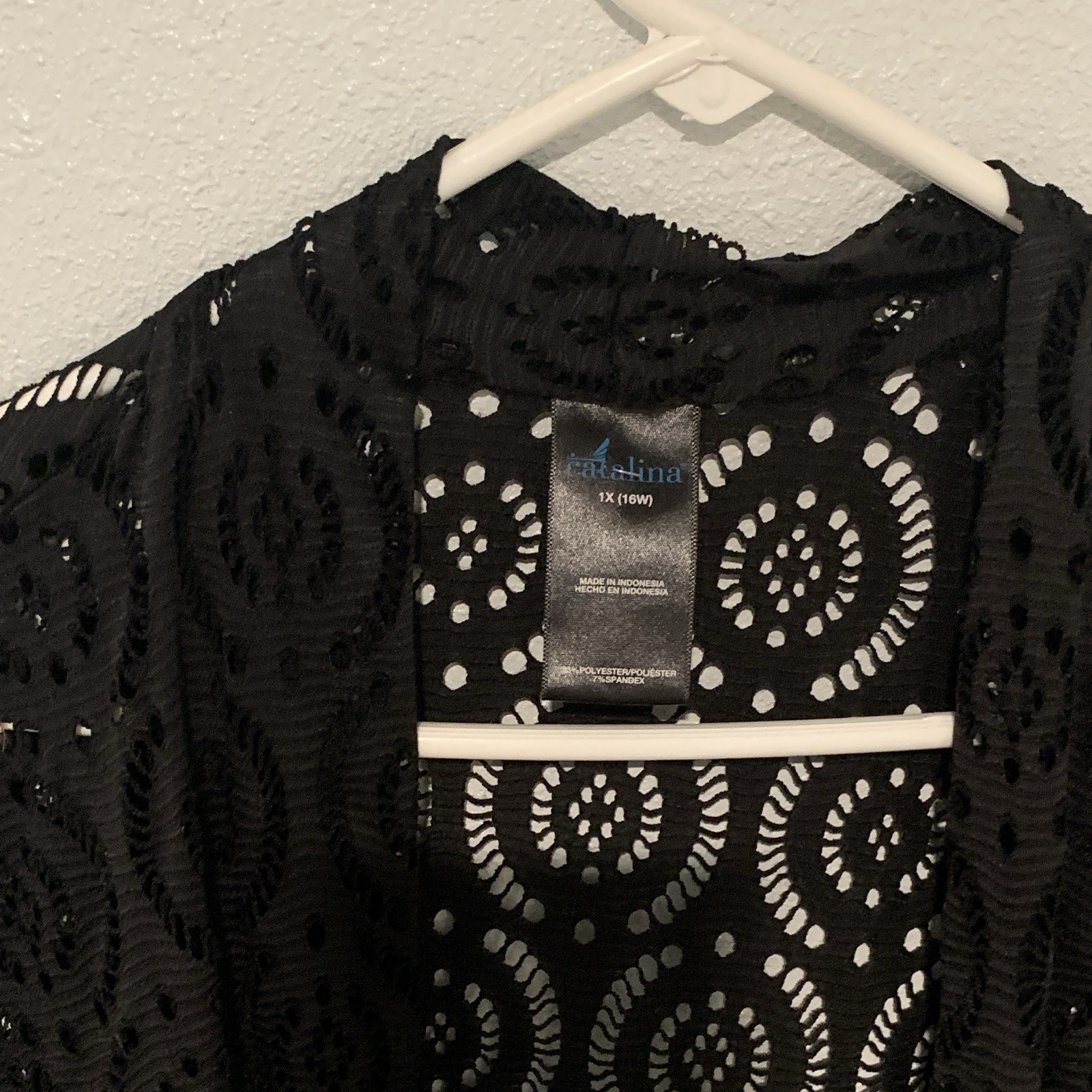 Catalina Black Sheer Lace Open-Front Kimono size L