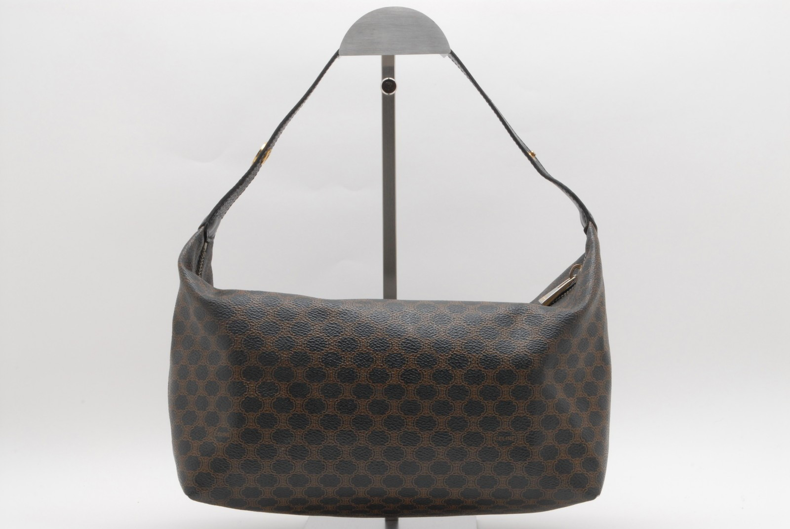 CELINE Black Macadam Accessory Pouch Clutch Hand Bag PVC Leather Auth #1246