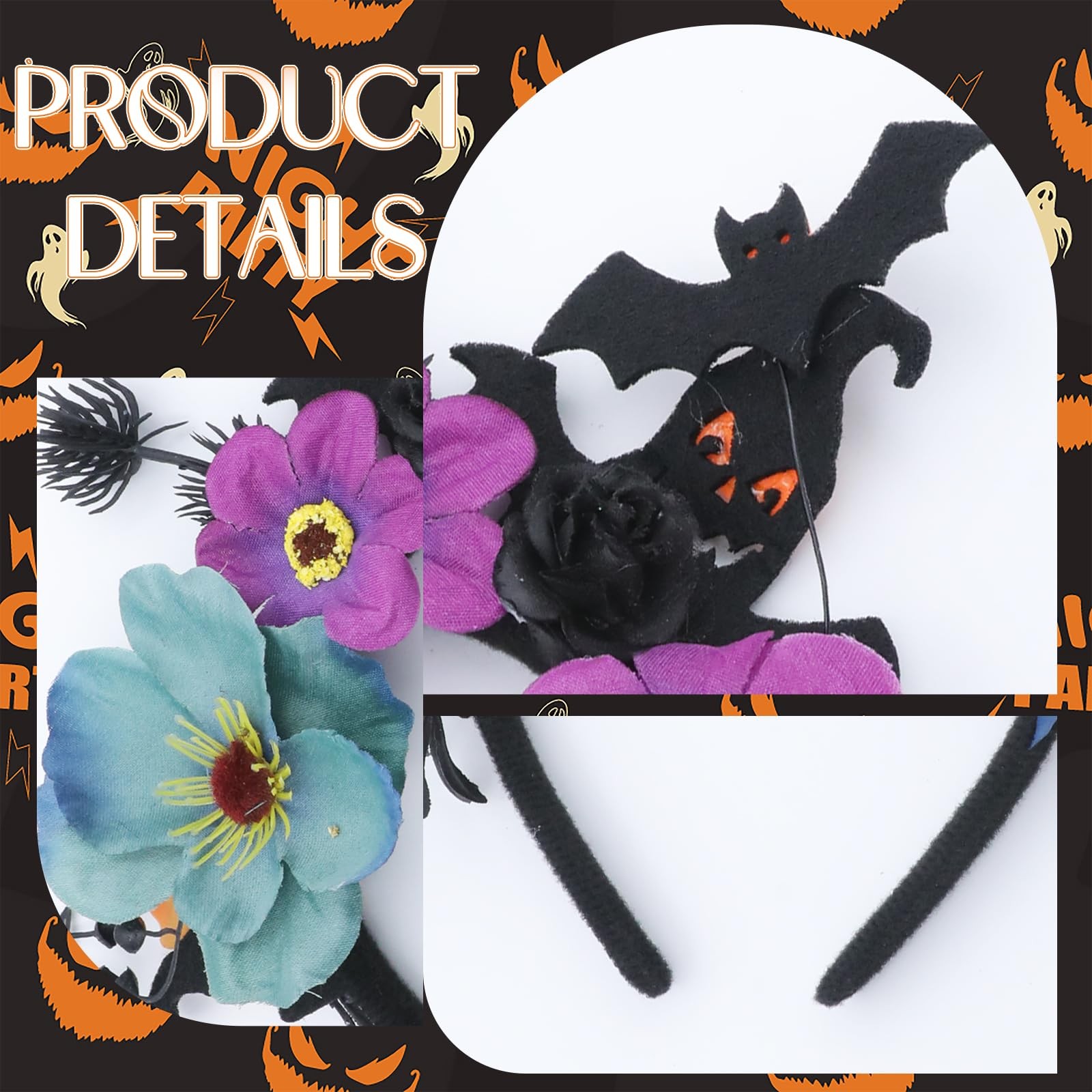 KorViSHOW Halloween Headband Ghost 20×25 cm (7.87 x 9.84 inches), Purple