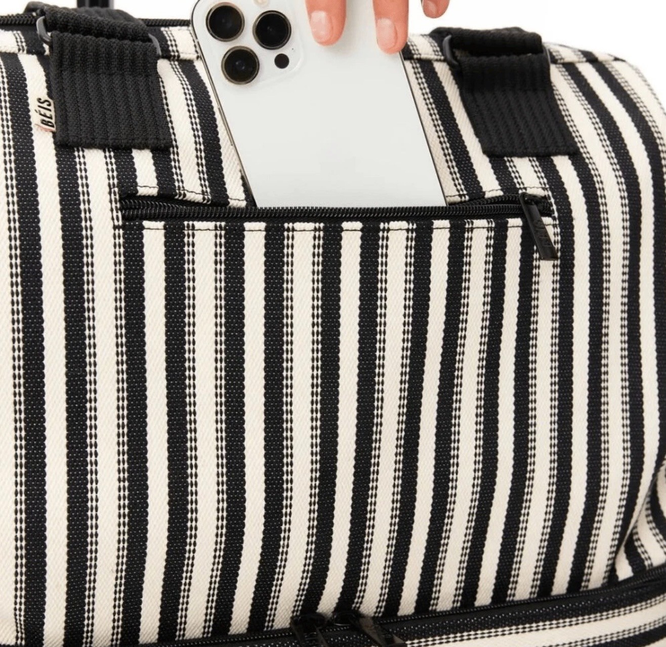 Beis Mini Weekender in Black Stripe