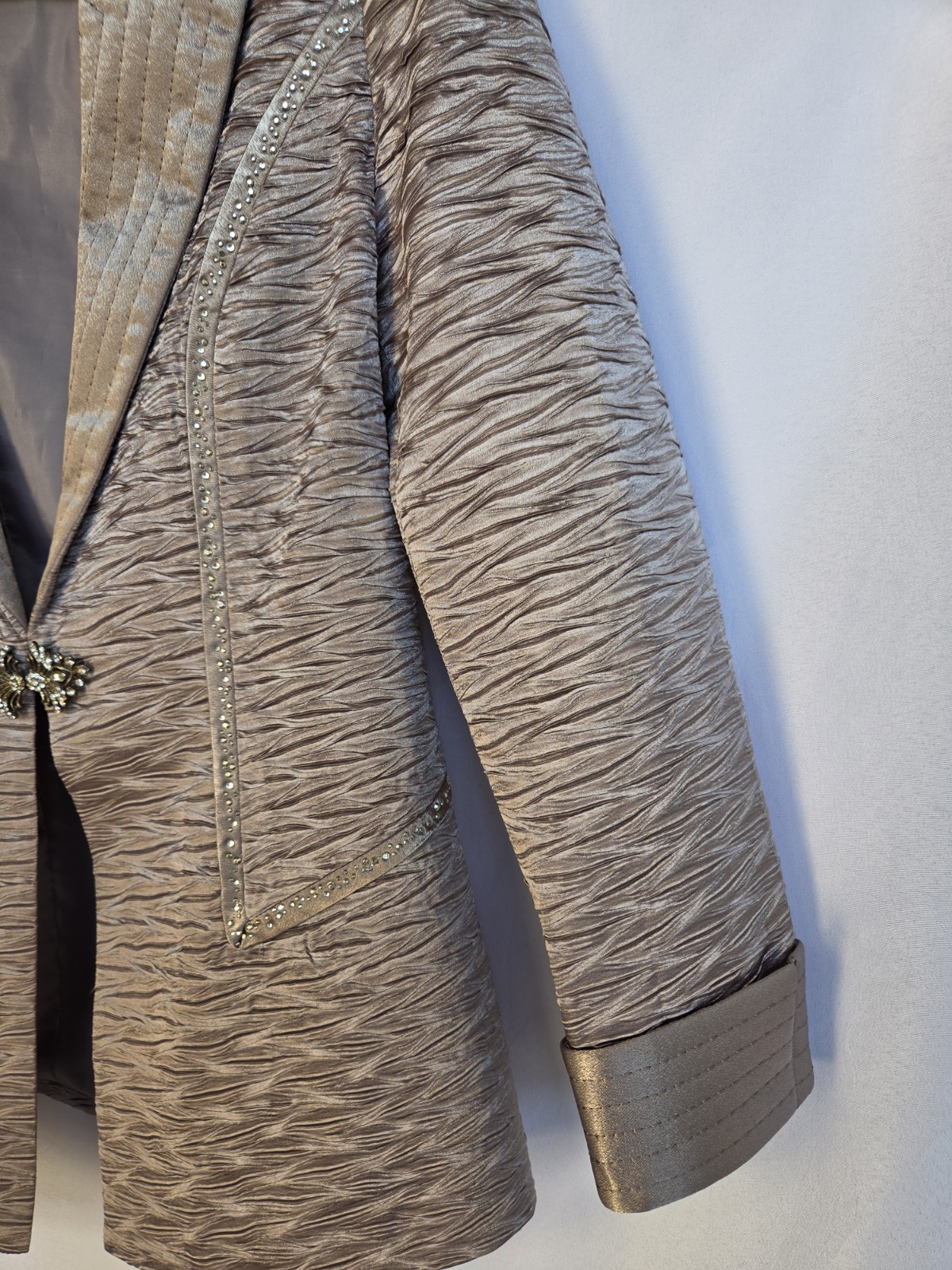Giovanna Signature Women’s Gray Beaded Hook & Eye Lined Blazer Jacket Size 10