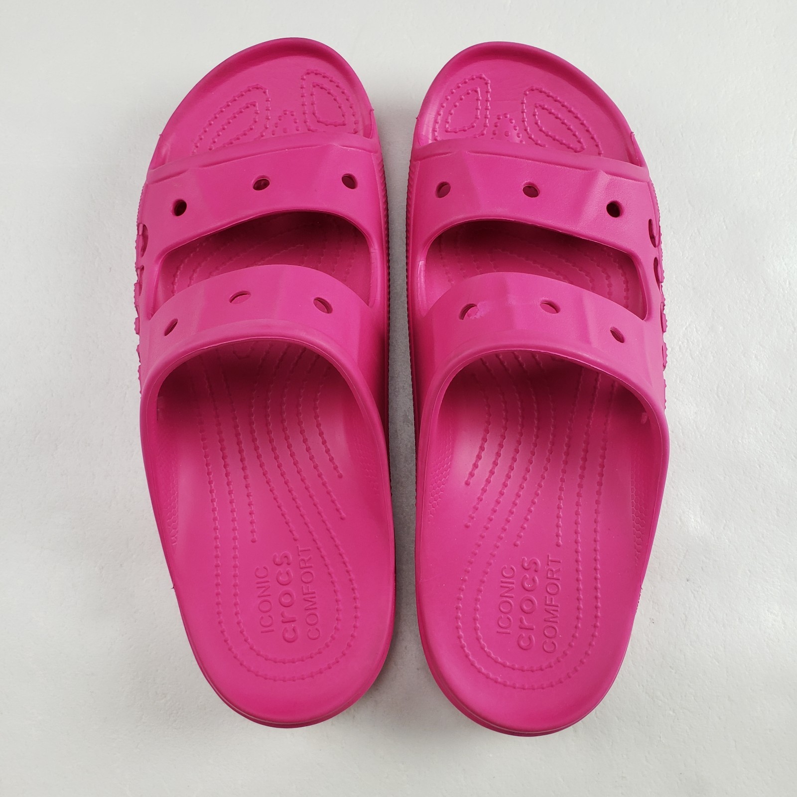 Crocs Baya Slide Sandal Mens 13 Pink Double Strap Slip On Comfort Shoe