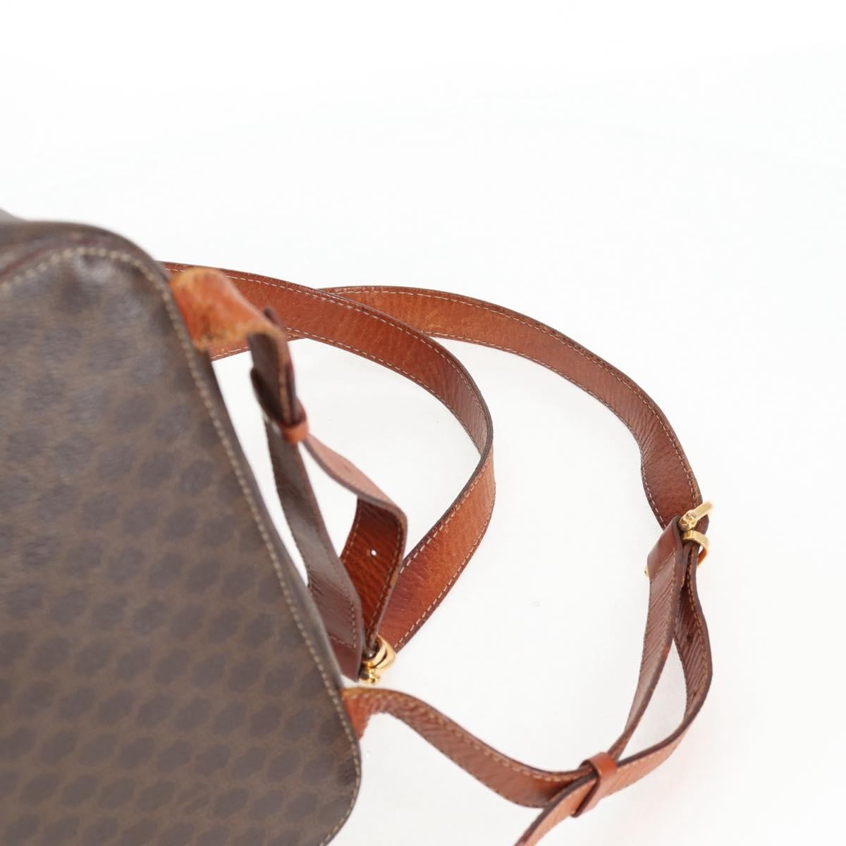 CELINE Macadam Canvas Backpack PVC Leather Brown Gold Auth 133049
