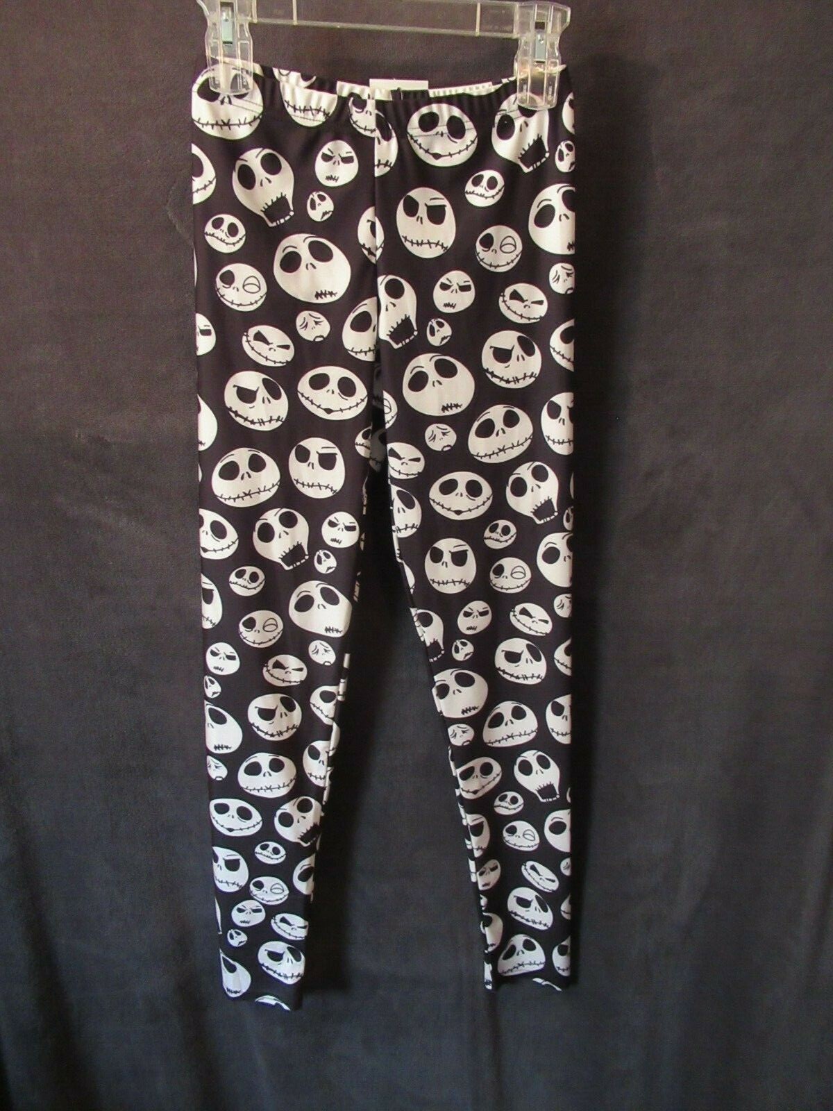 NWT Online Legging Store Black White Skulls Nightmare Shiny Fitted Pants Jack L