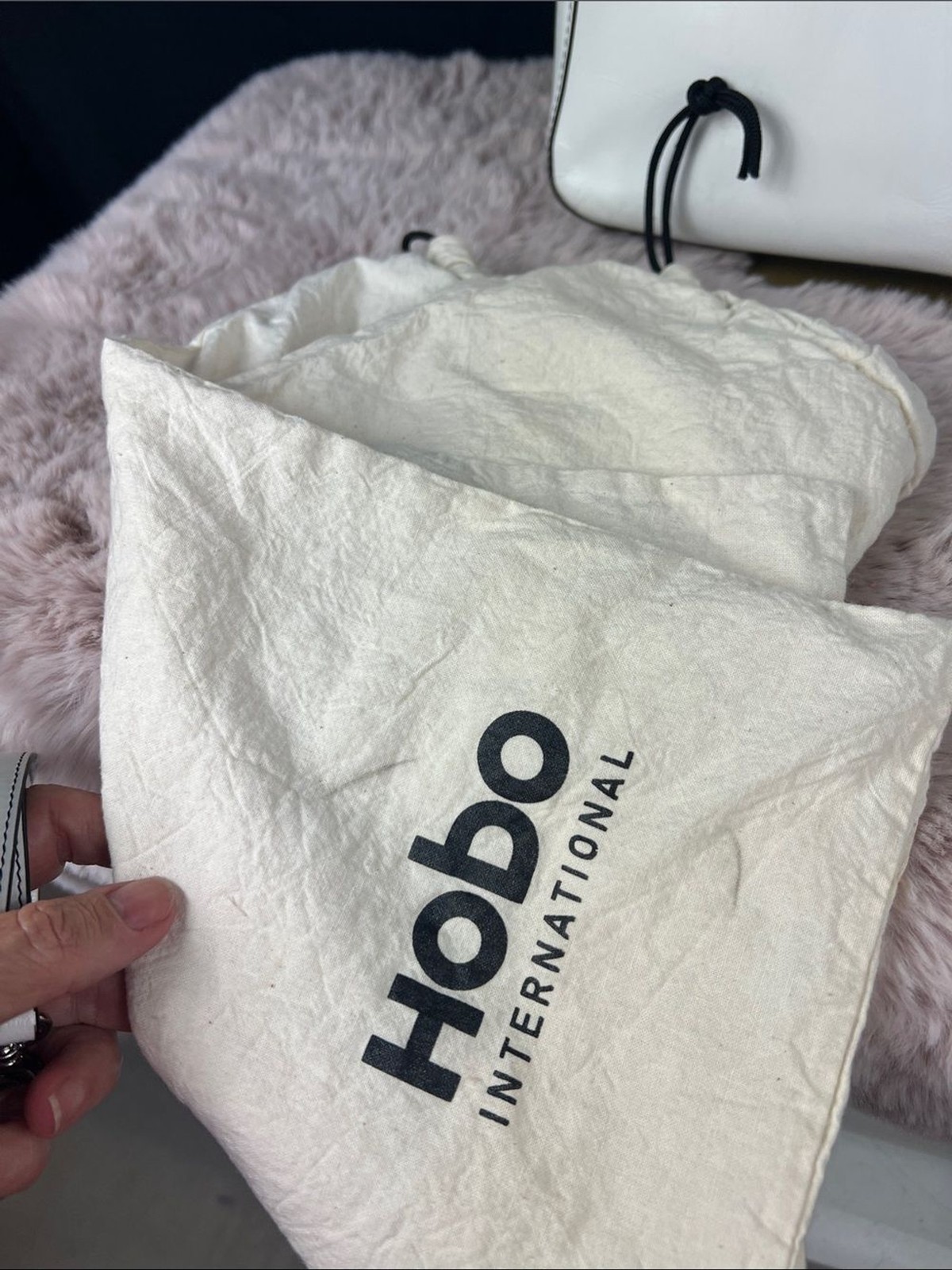 HOBO Render Leather Shoulder Bag Optic White + Crossbody Strap & Dust Bag