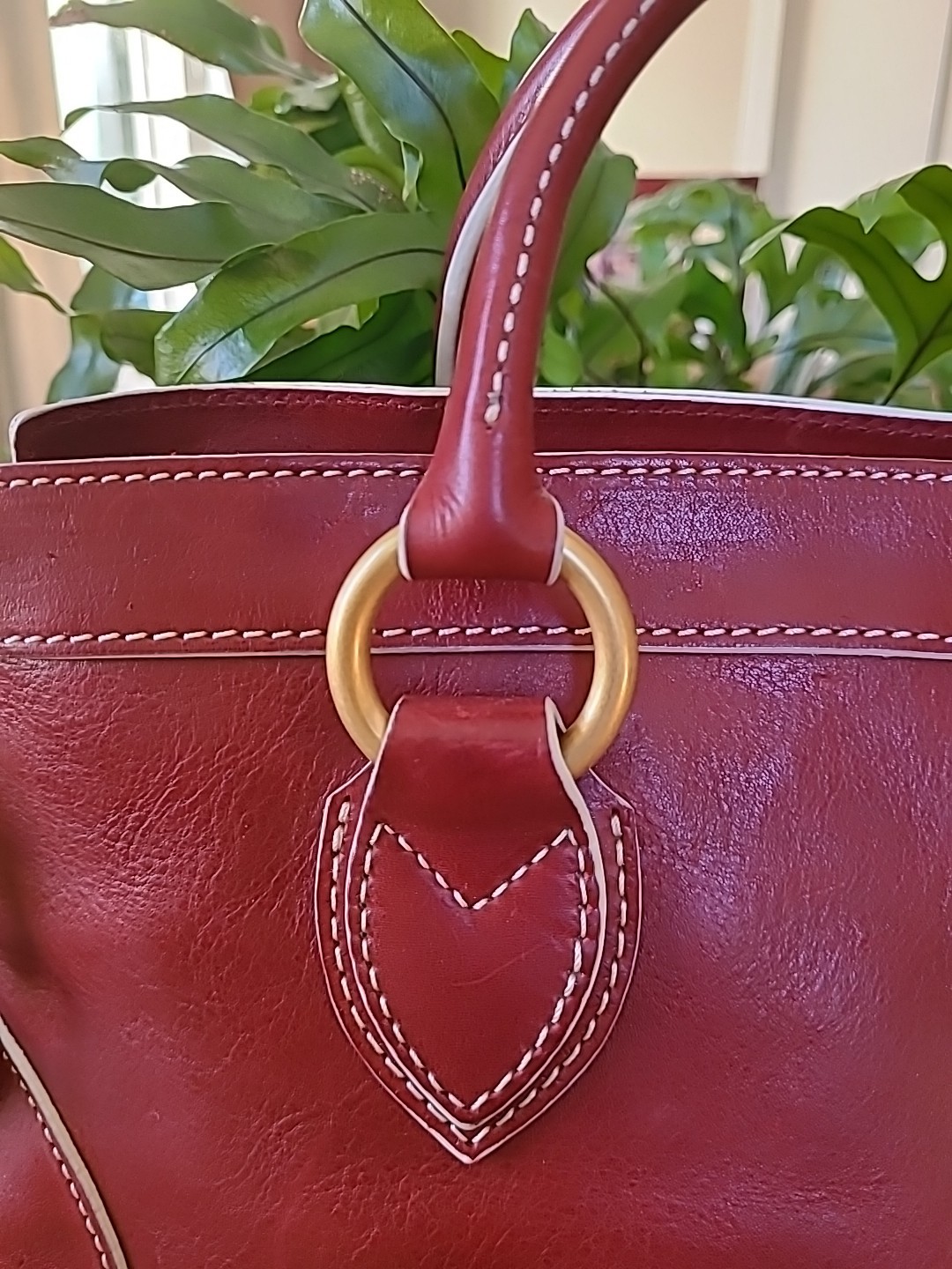 Dooney & Bourke Red Large Florentine Shopper Leather Handbag Crossbody Dust Bag