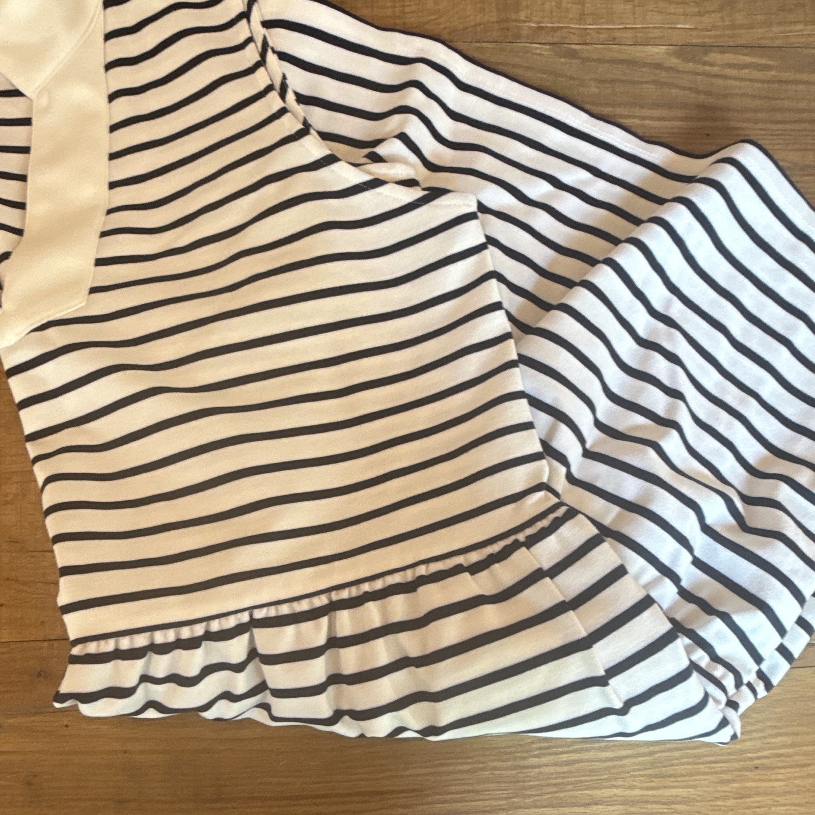 Eliza J XL White/Black Striped Knit Cotton V-Neck 3/4 A-Line Stretch Dress