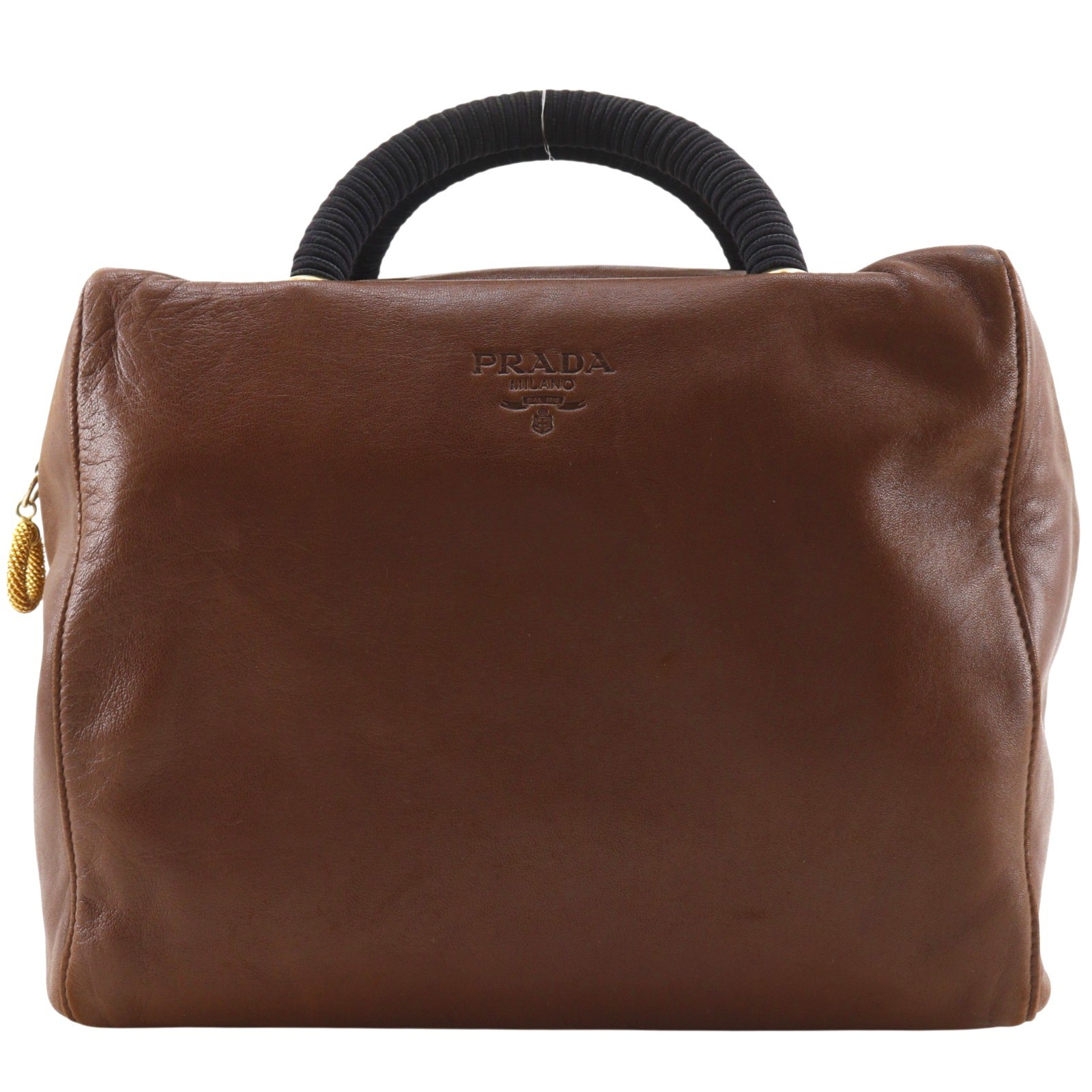 PRADA logo Handbag Brown leather Women