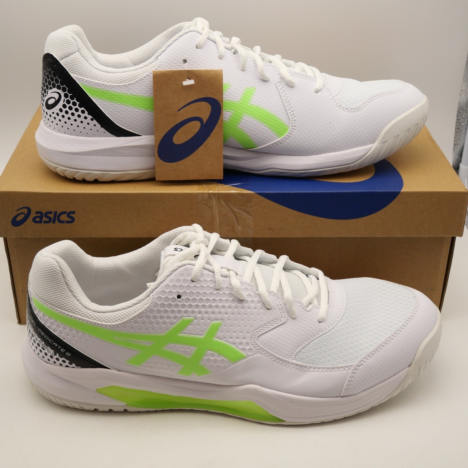 NEW ASICS Men’s 14 Gel-Dedicate 8 Shoes Sneakers White Lime Pickleball Tennis