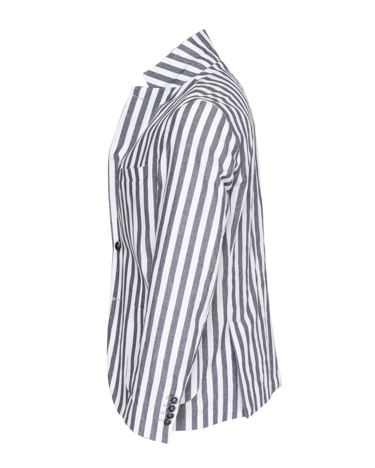 NWT EZZELINO SPORT COAT blazer jacket white blue cotton linen luxury Italy 54