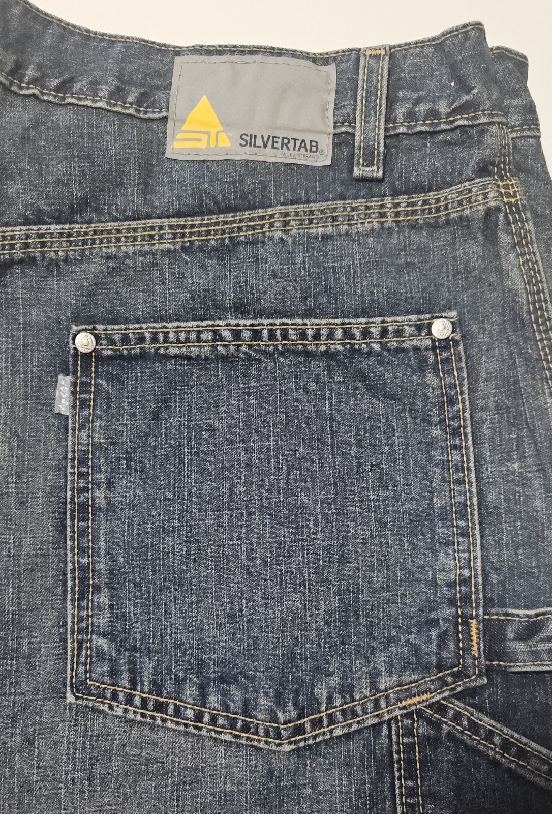 Vintage Y2k Levis Silvertab 42 X 30 Carpenter Jeans Hammer Loop Wide Leg