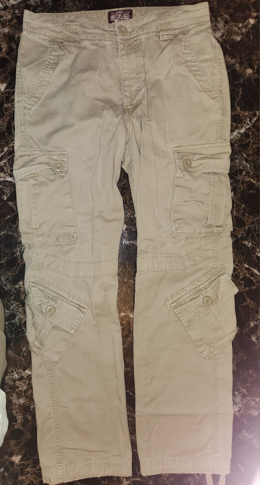 Matchstick Men’s Khaki Cargo Pants 33×30 Lota Of Pockets