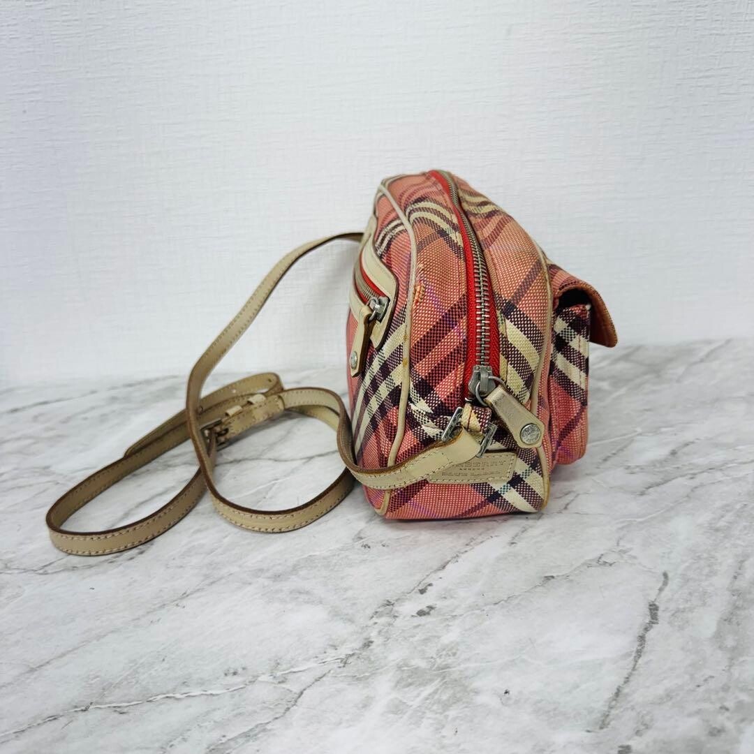 Burberry Blue Label Pink Nova Check Shoulder Bag Zip 21.5cm Japan DX485