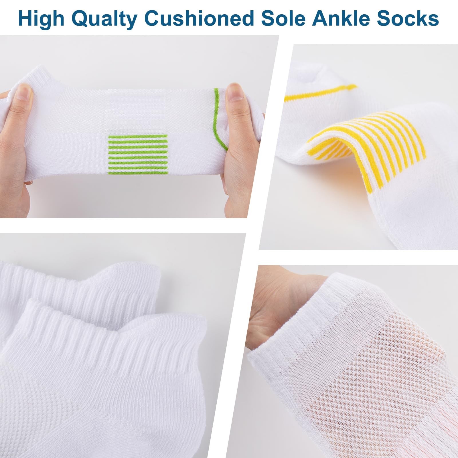 7 Pairs Womens Ankle Socks Athletic Cushioned Anti-Blister Running Low Cut So.