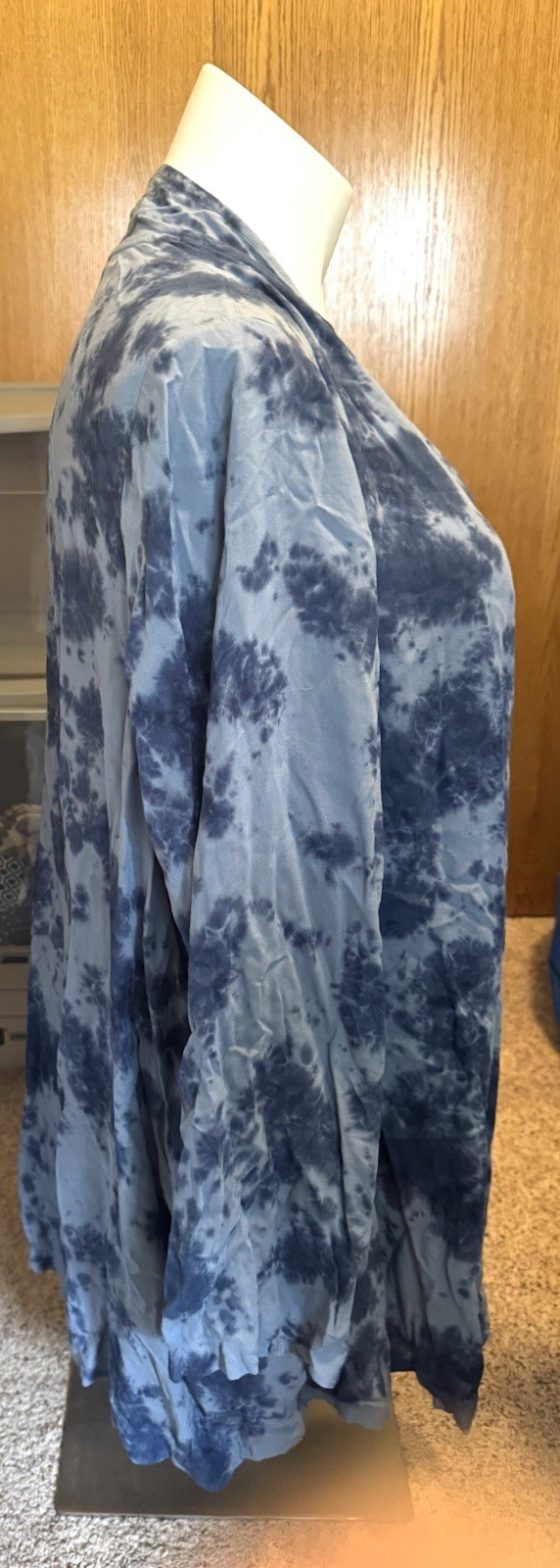 Catherines 3X Plus Size Two Tone Denim Blue Tye Die Layering Jacket NWOT