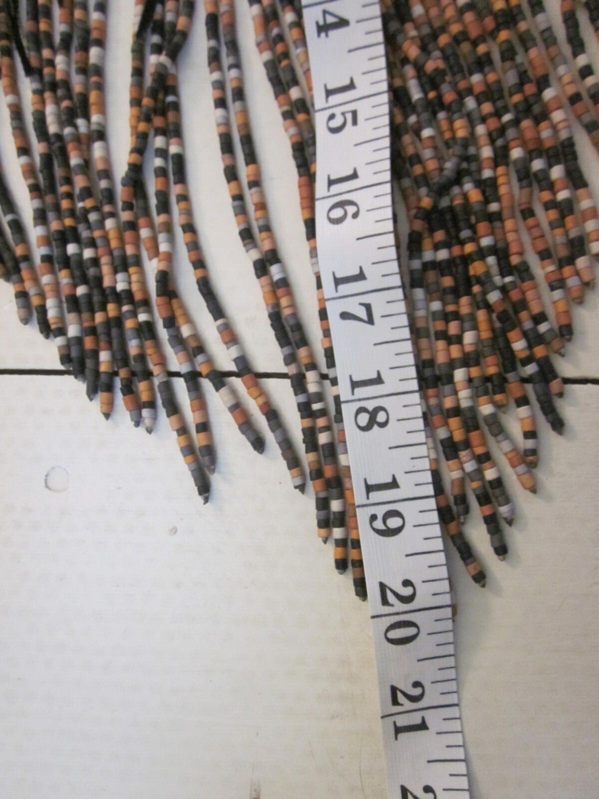  Hand Made Beaded Mesh and Leather Fringe 56″ Hip/ Shoulder Scarf
