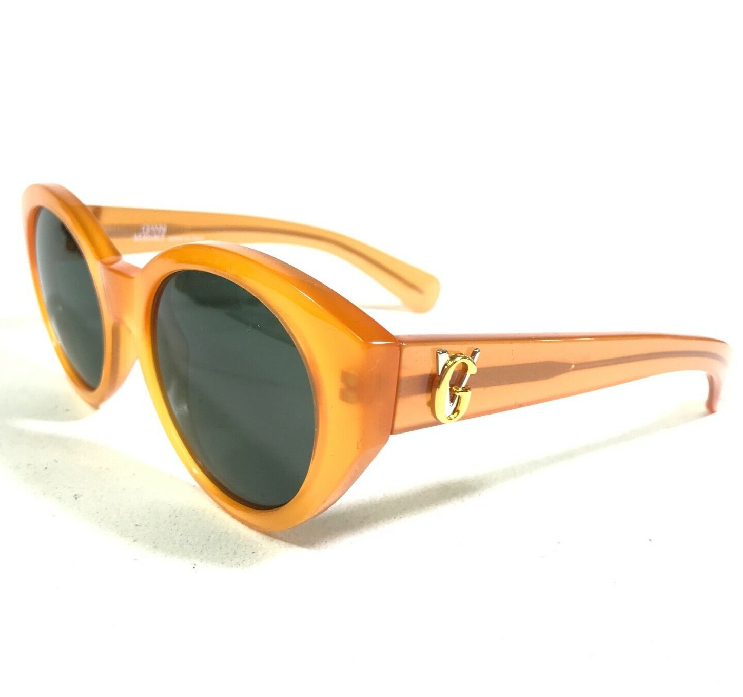 Vintage Gianni Versace Sunglasses MOD.463 COL.444 Orange Cat Eye w Green Lenses
