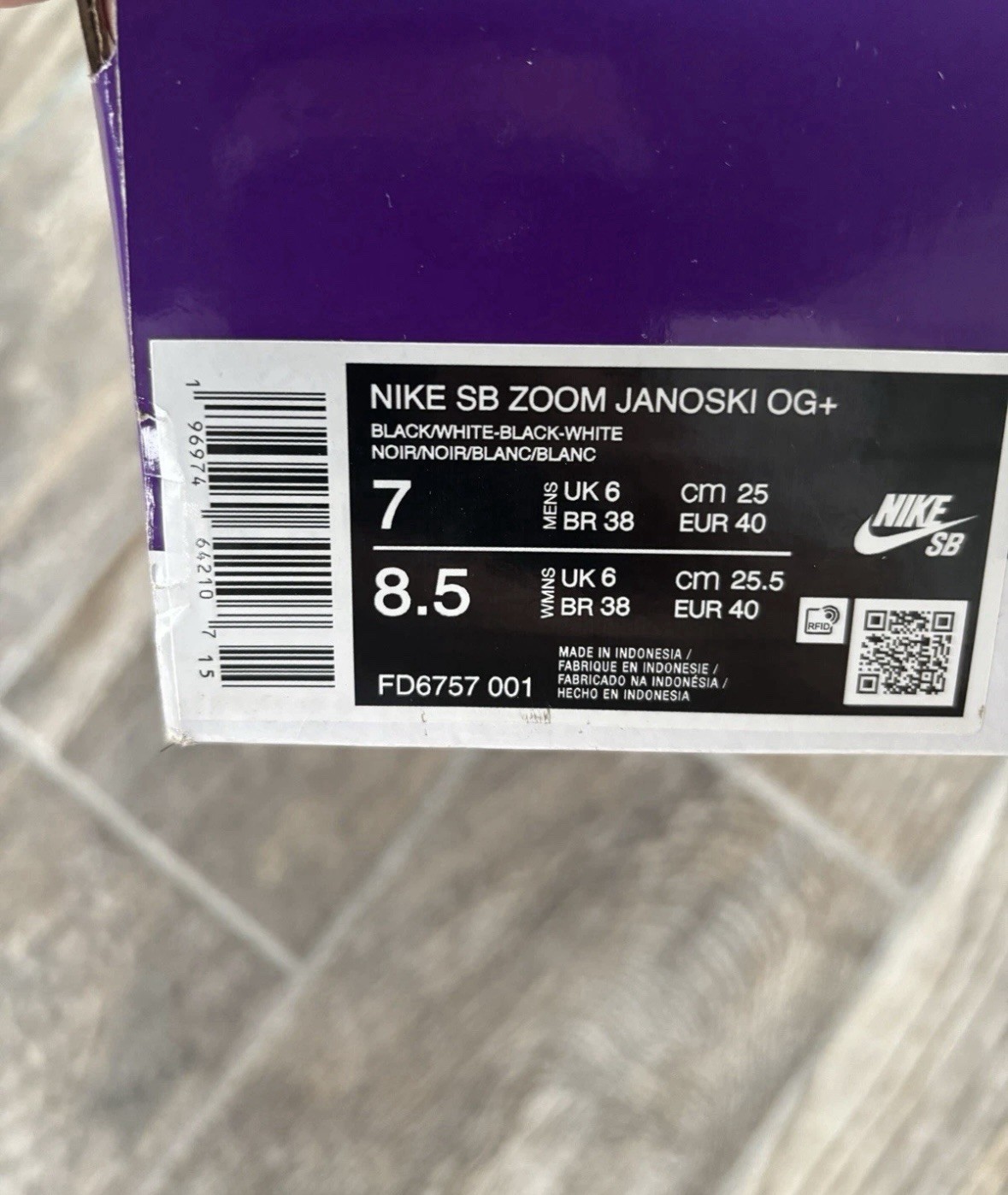 Nike Zoom Stefan Janoski OG + SB Black White FD6757-001 Men’s Shoe / Skate Size