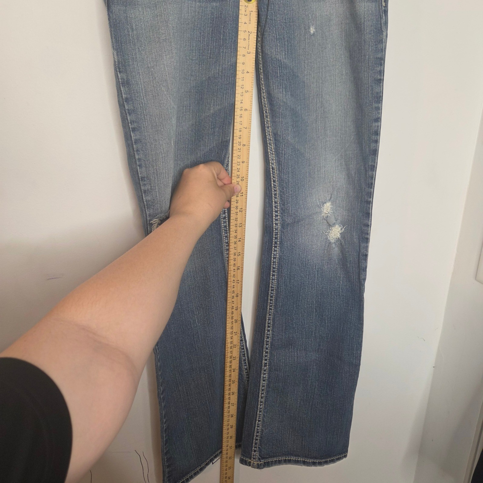 Silver Jeans Co Alex Bootcut Distressed Medium Wash Denim Jeans Womens 29×31