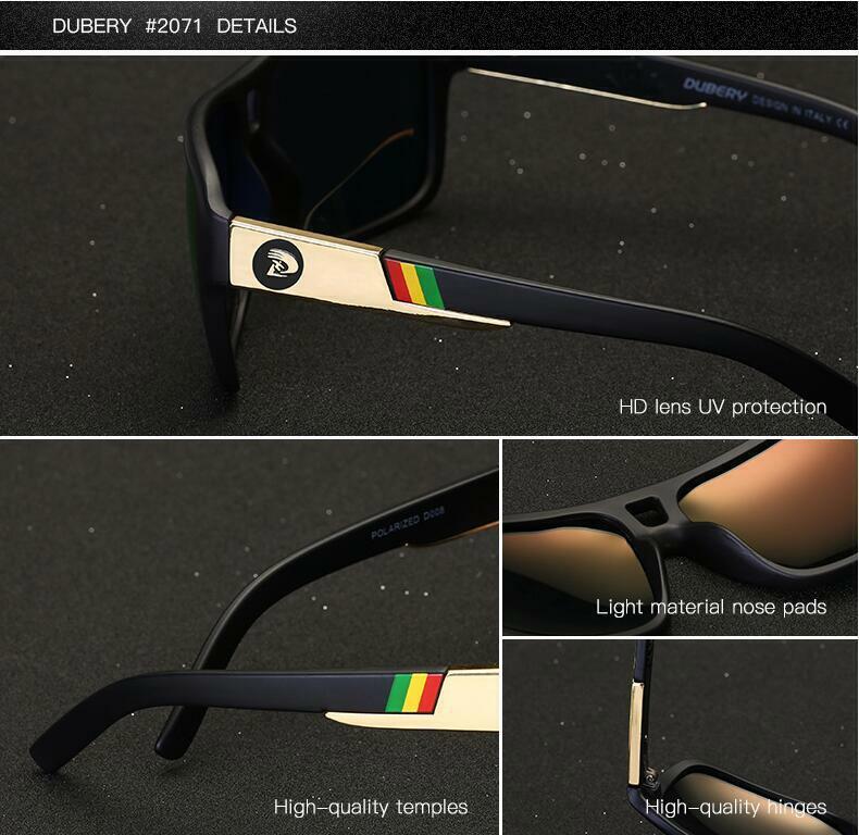 DUBERY Polarized Sport Sunglasses Men Women Driving Fishing Oversize Glasses New