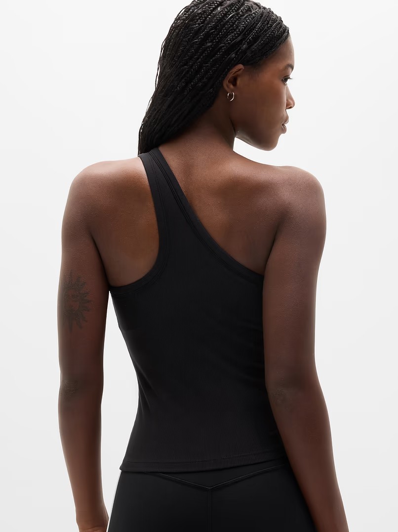 Athleta Signature Rib ASYM Support Top Black Size XL NWT $ 59