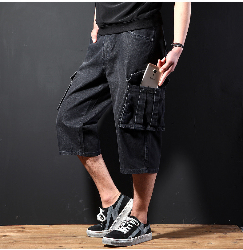 New Men’s Jeans Denim Cargo Combat Shorts Summer Casual Multi Pocket Pant W30-48