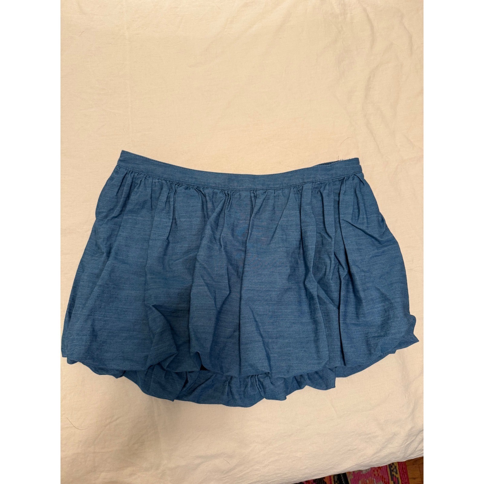 Hollister Blue Chambray Bubble Skort Mini Skirt with Shorts Womens Size Medium