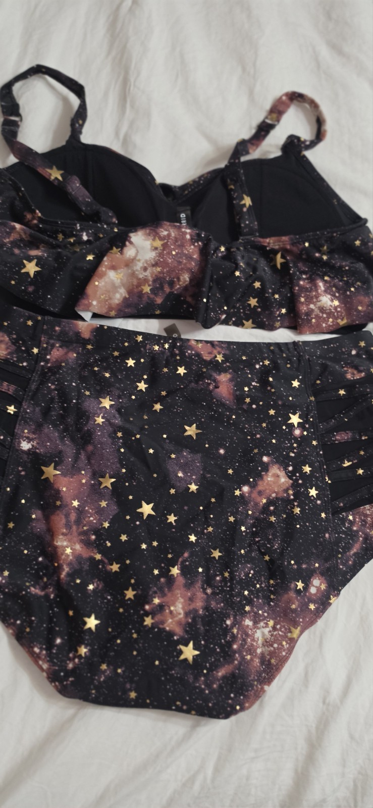 Torrid Galaxy Star Print Two Piece Swim Set Rash Guard & High Waist Size 1