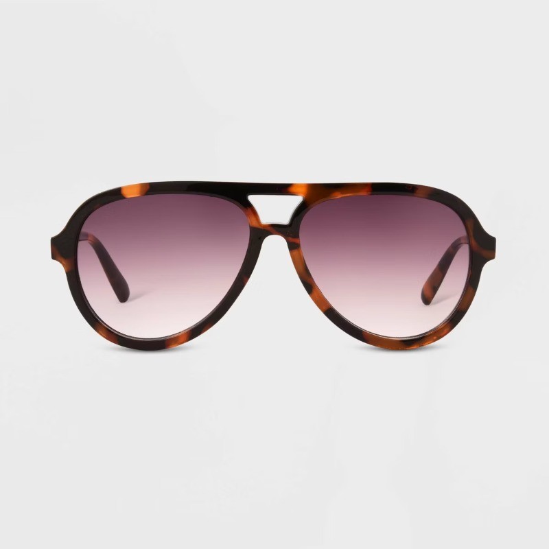 Women’s Tortoise Print Metal Aviator Sunglasses Brown: ScratchResist, UV Protect