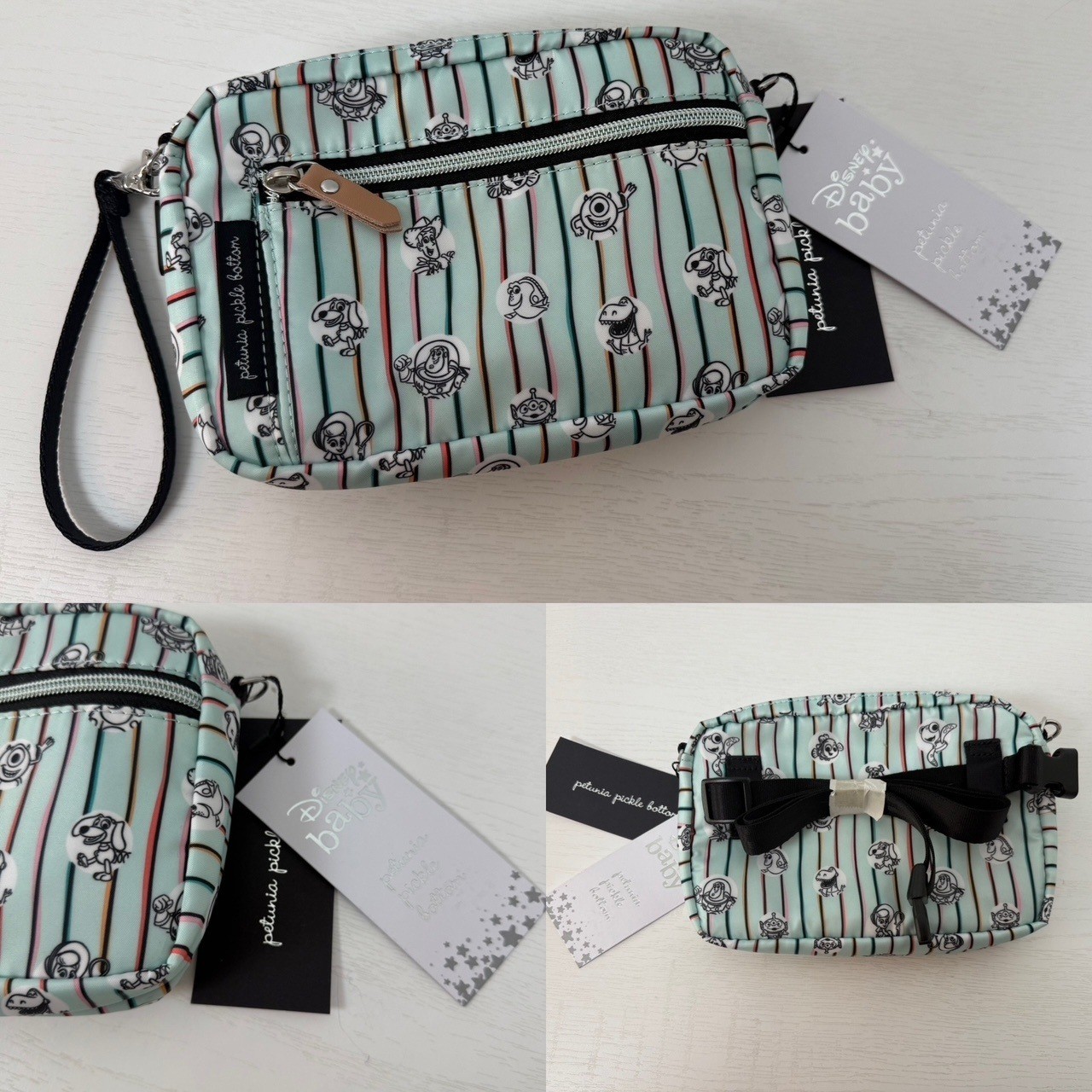 NWT Petunia Pickle Bottom Disney Baby Toy Story Striped Wristlet Pouch Bag NWT