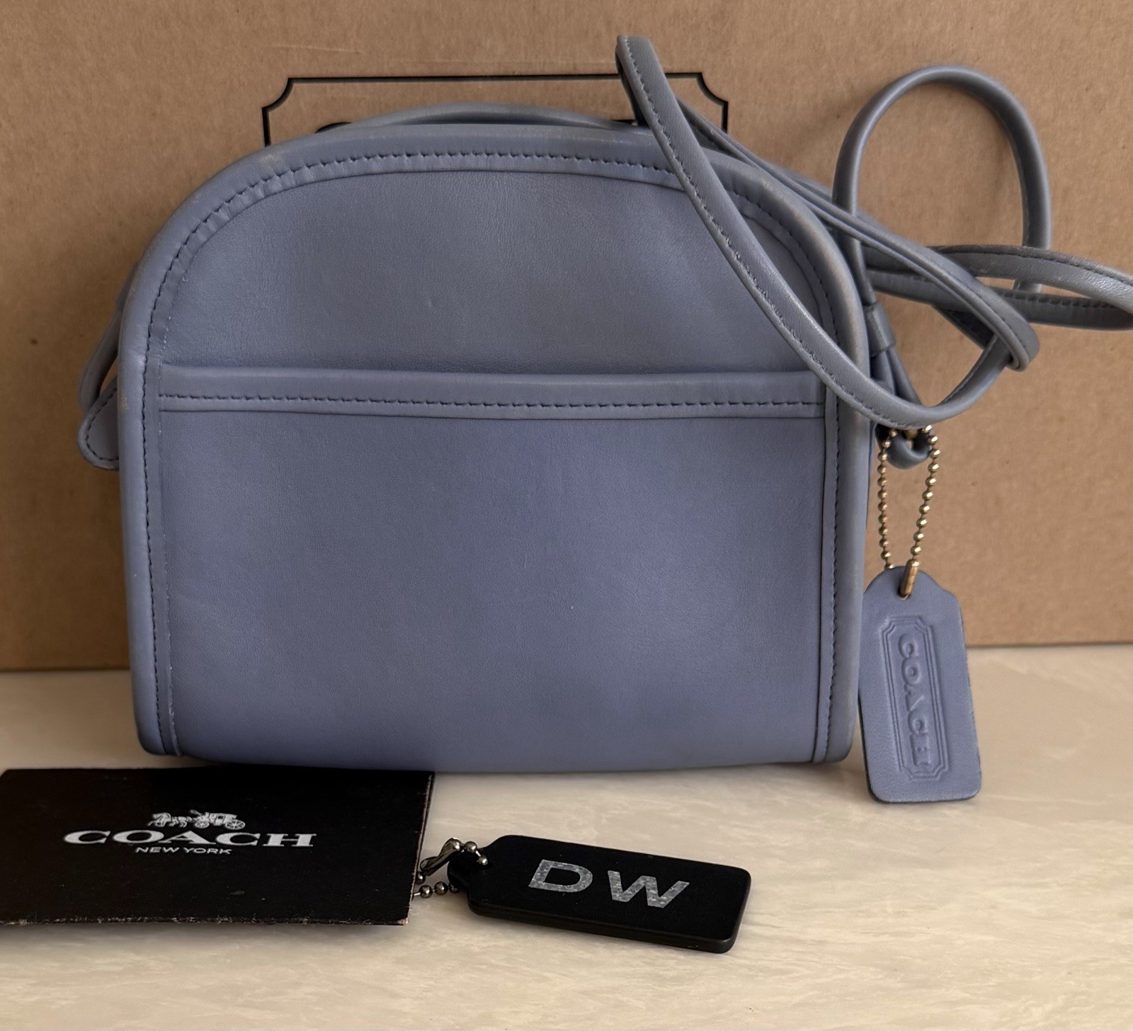 COACH VINTAGE PERIWINKLE BLUE ABBIE ZIP CROSSBODY BAG USA 9017 90’S