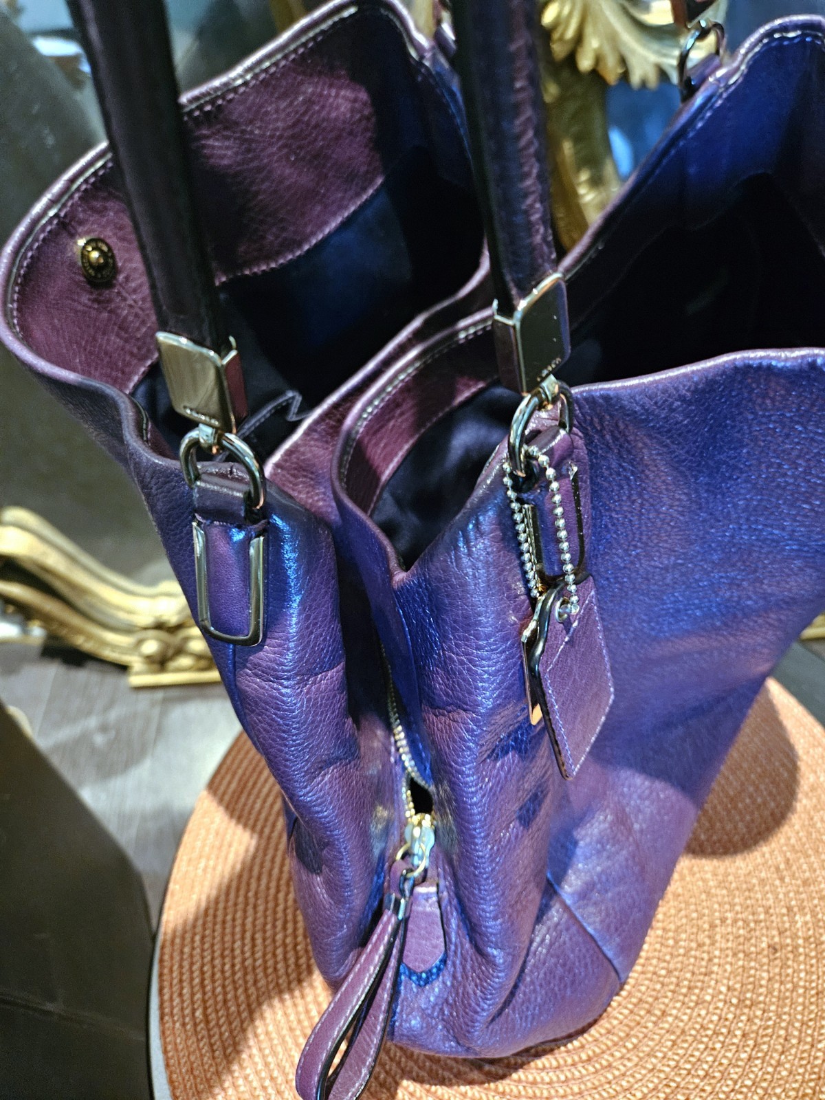 CoachMadison Phoebe Leather Tote Purple