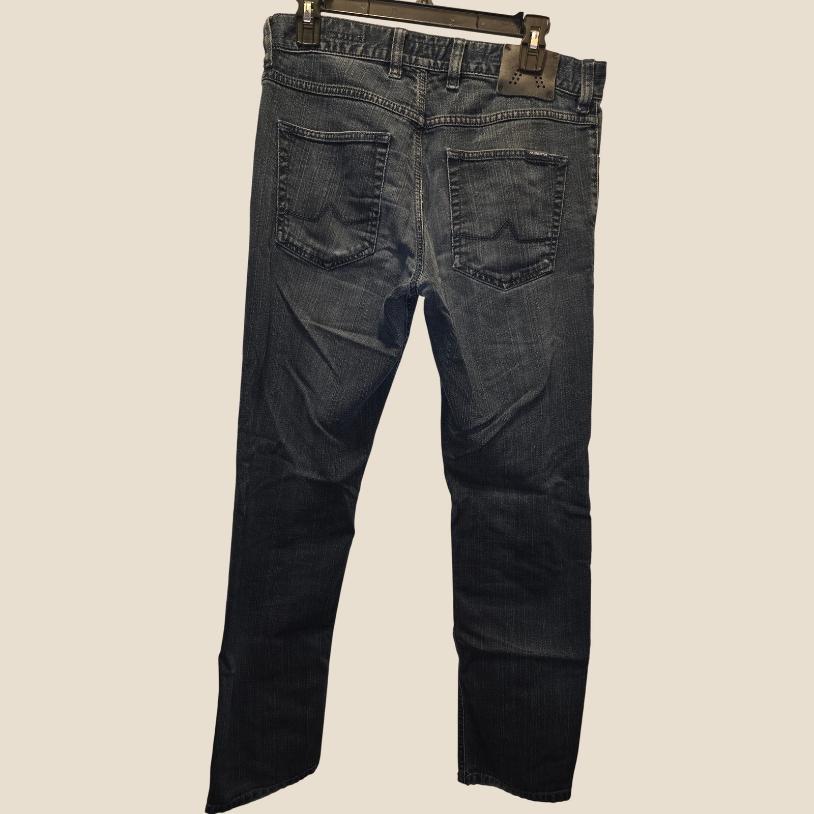 Alberto Pipe Regular Slim Fit Jeans Mens 32×32 Dark Wash Blue T400 Denim 4817