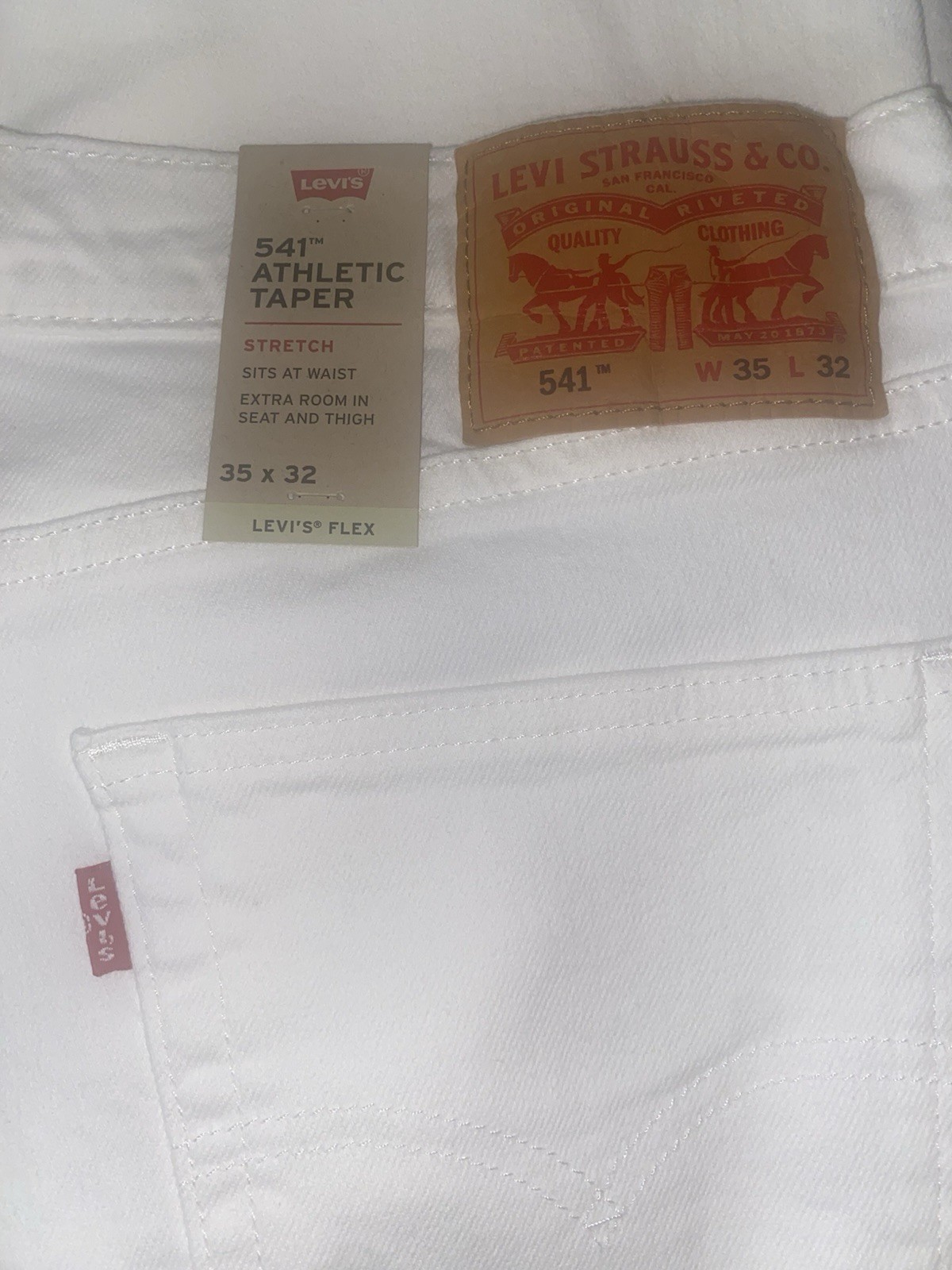 Levi’s 541 Athletic Taper Jeans Men 35×32 White Stretch Denim Levi Stretch.