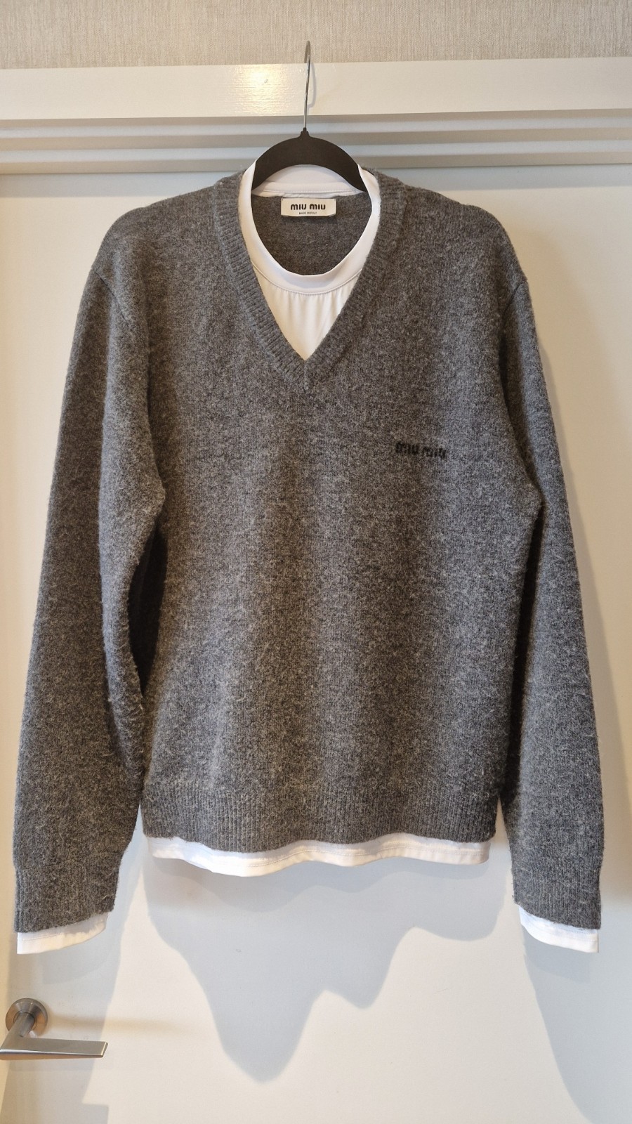 Miu Miu Layered-Effect Cashmere V-Neck Sweater – IT Size 42