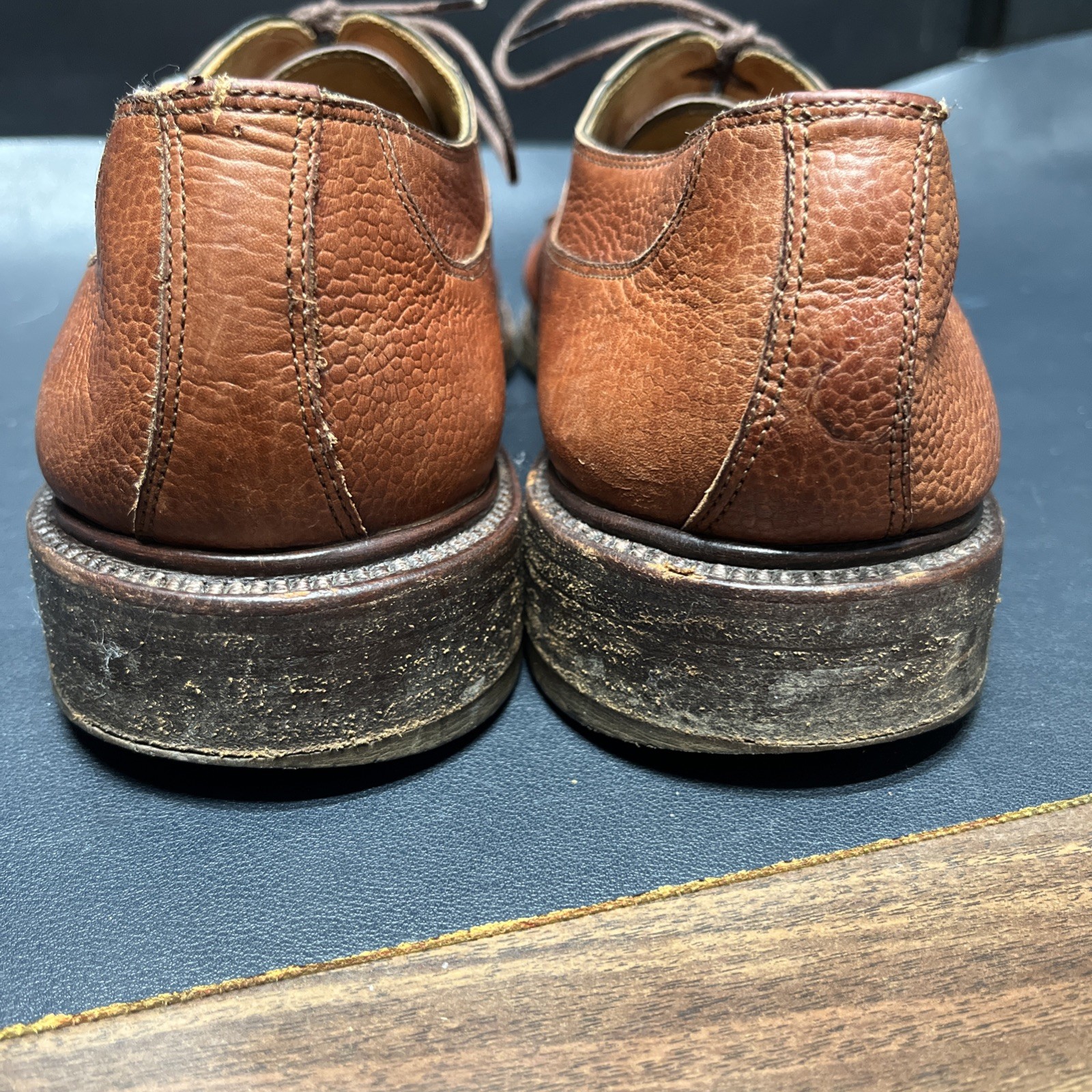 BOSTONIAN CROWN WINDSOR Split Toe Pebble Grain Brown Size 10.5 D, Made in Italy!