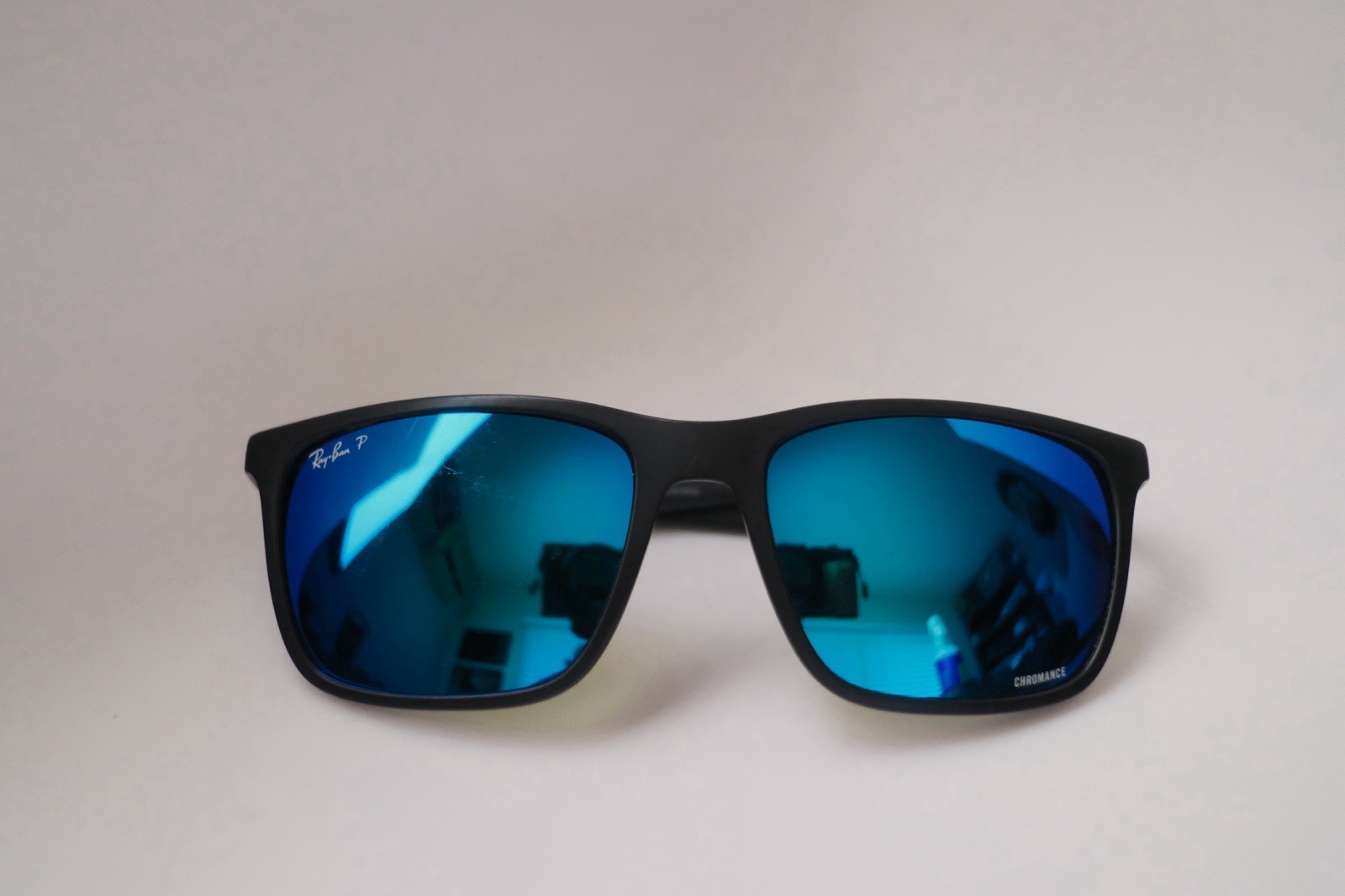 Ray-Ban RB4385 Chromance Polarized Blue Mirror Sunglasses Matte Black 58-18