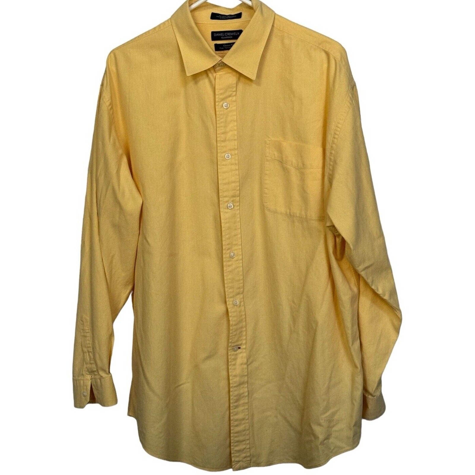 Daniel Cremieux Classic Fit Button Up Shirt XL Long Sleeve Italian Cotton Yellow